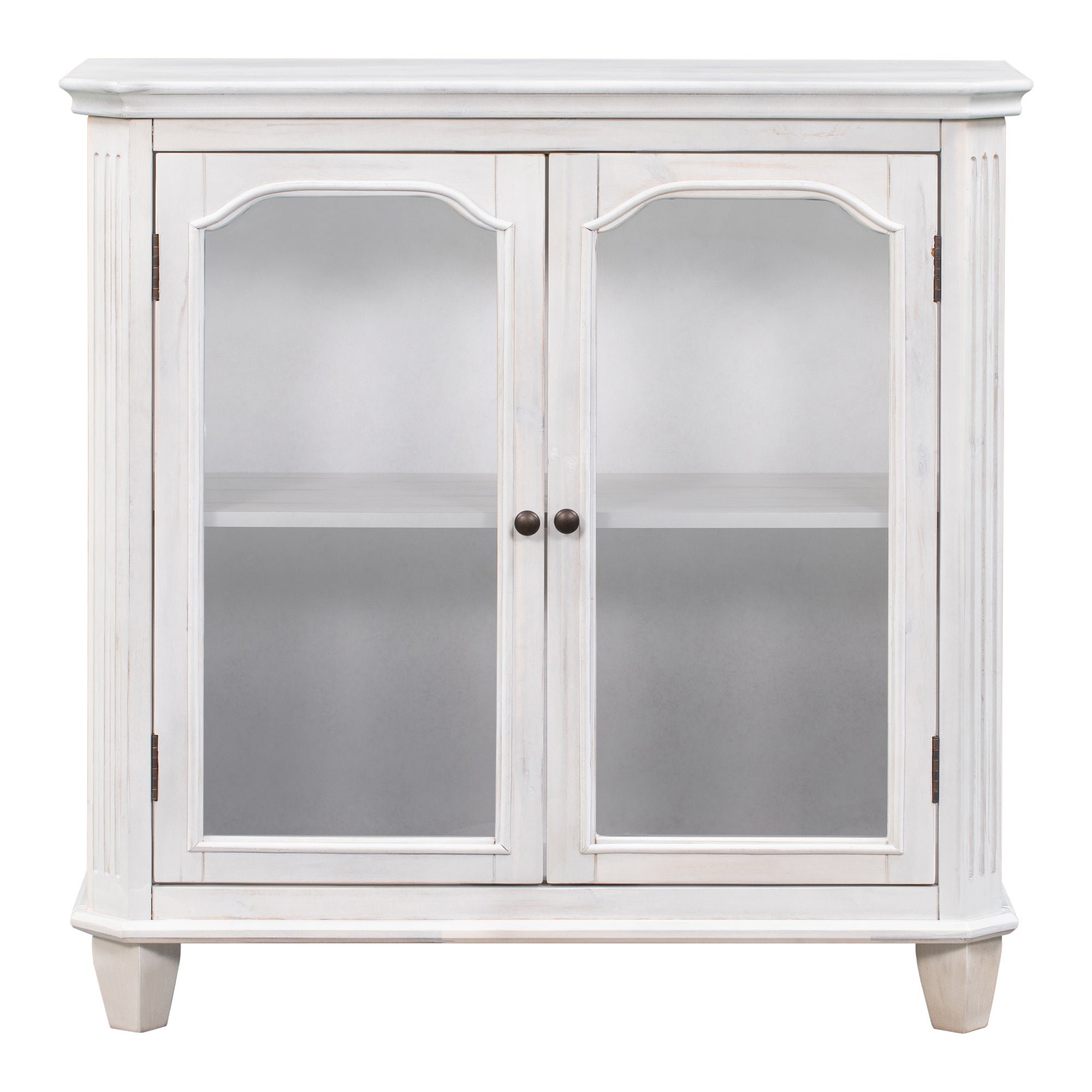 36" Tall Wood 2-door Accent Cabinet with Transparent Cabinet Doors