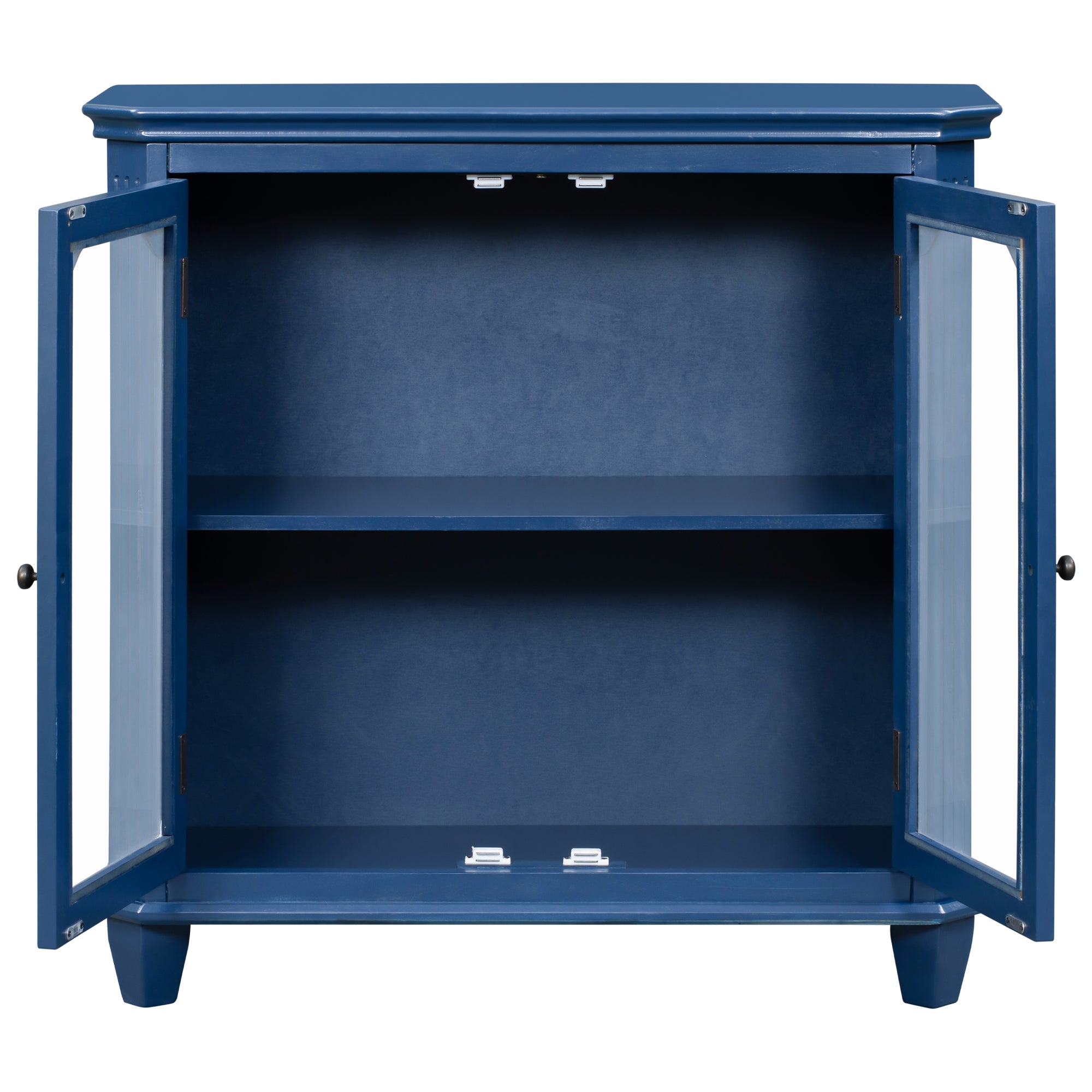 36" Tall Wood 2-door Accent Cabinet with Transparent Cabinet Doors