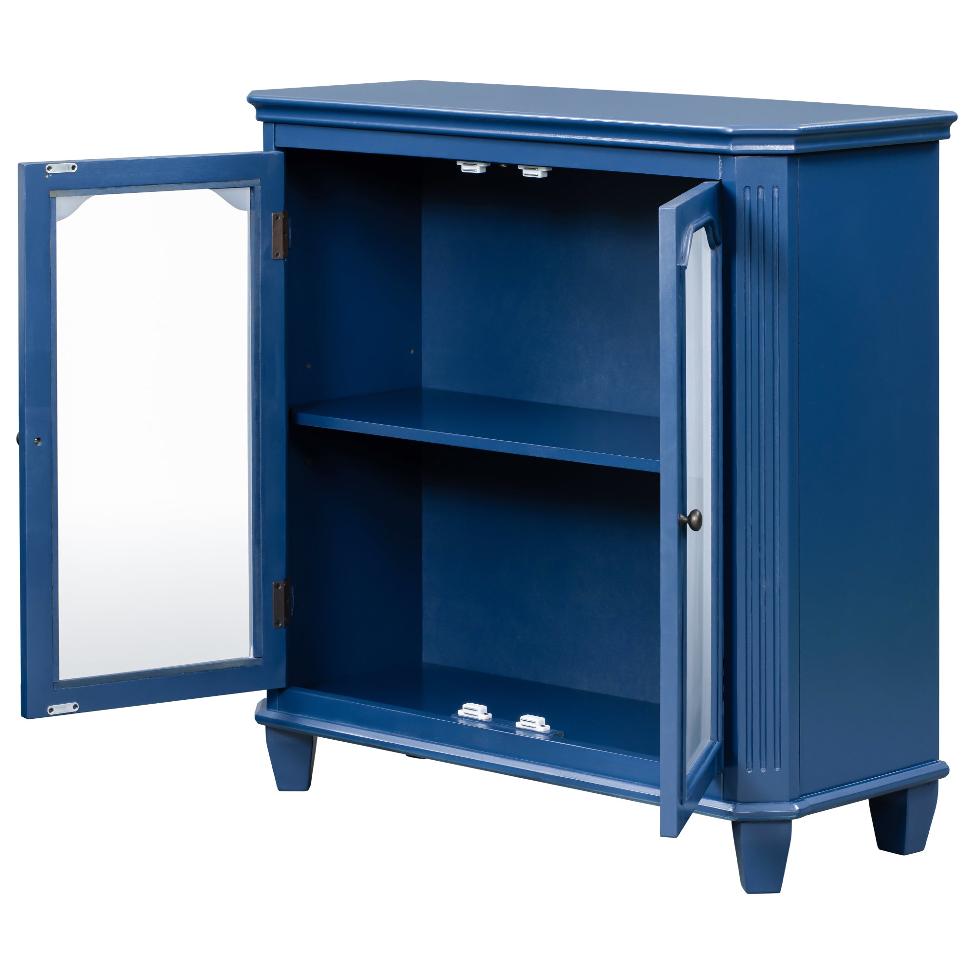 36" Tall Wood 2-door Accent Cabinet with Transparent Cabinet Doors