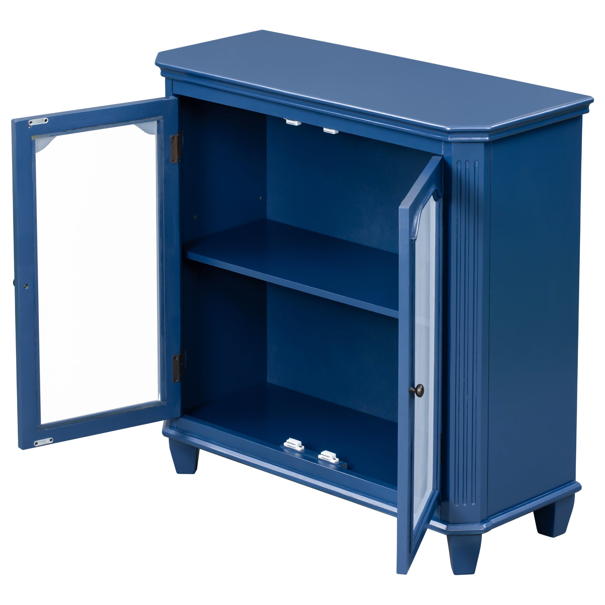 36" Tall Wood 2-door Accent Cabinet with Transparent Cabinet Doors