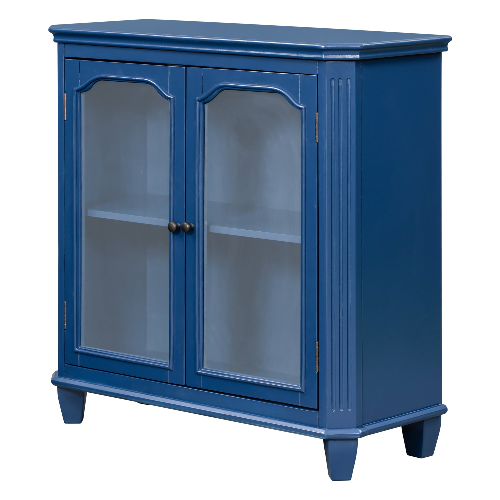 36" Tall Wood 2-door Accent Cabinet with Transparent Cabinet Doors