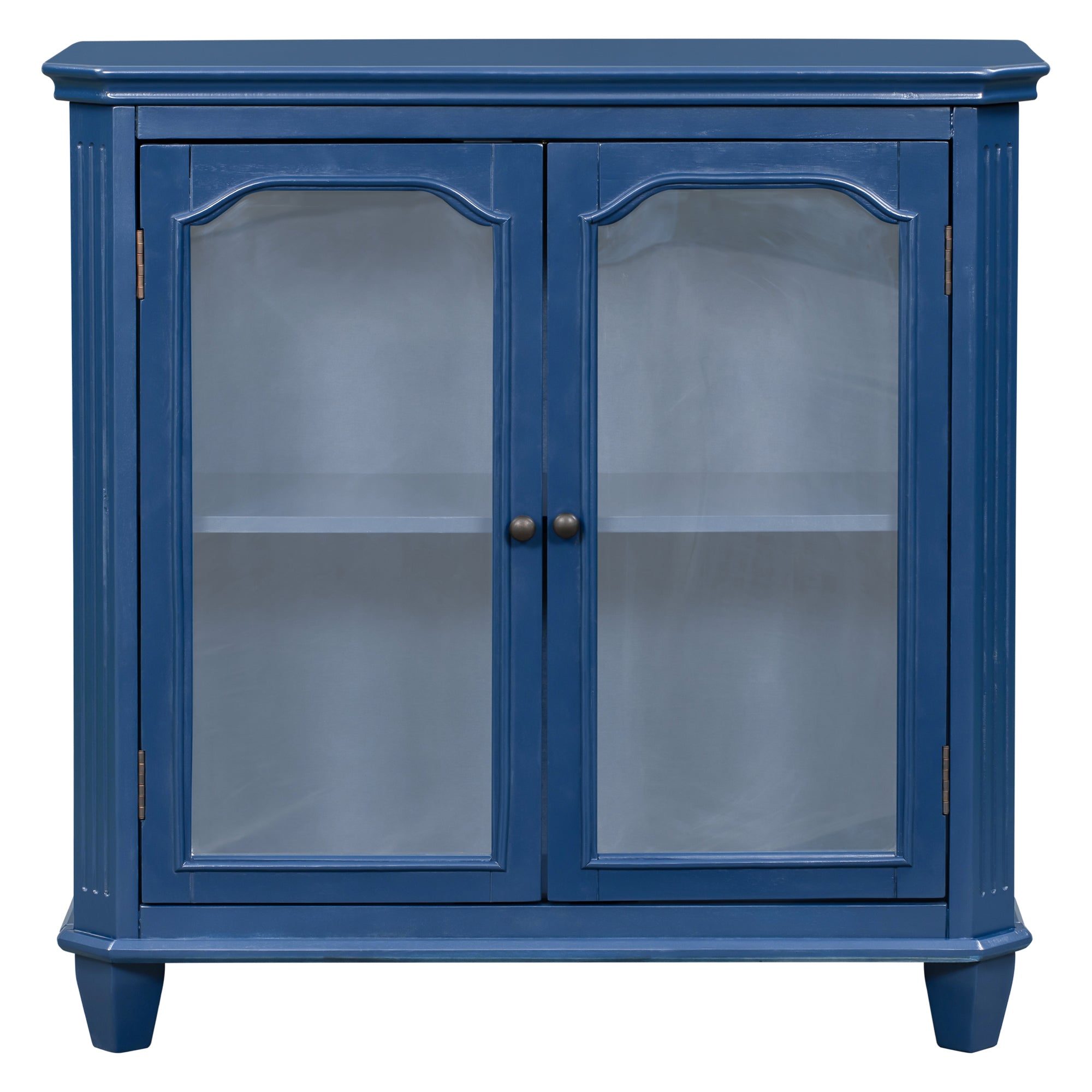 36" Tall Wood 2-door Accent Cabinet with Transparent Cabinet Doors