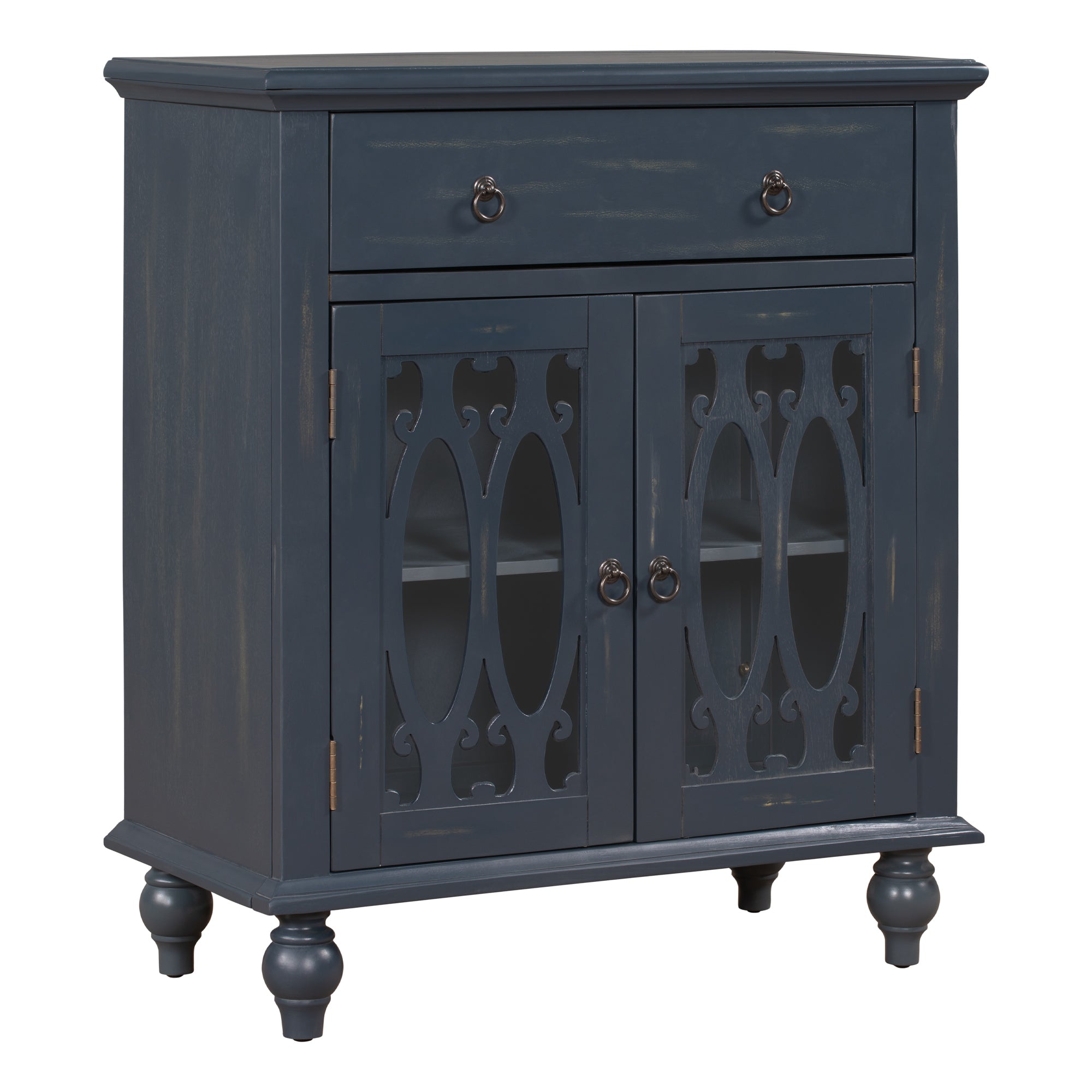 37" Tall Wood 2-door Accent Cabinet with 1 Drawer