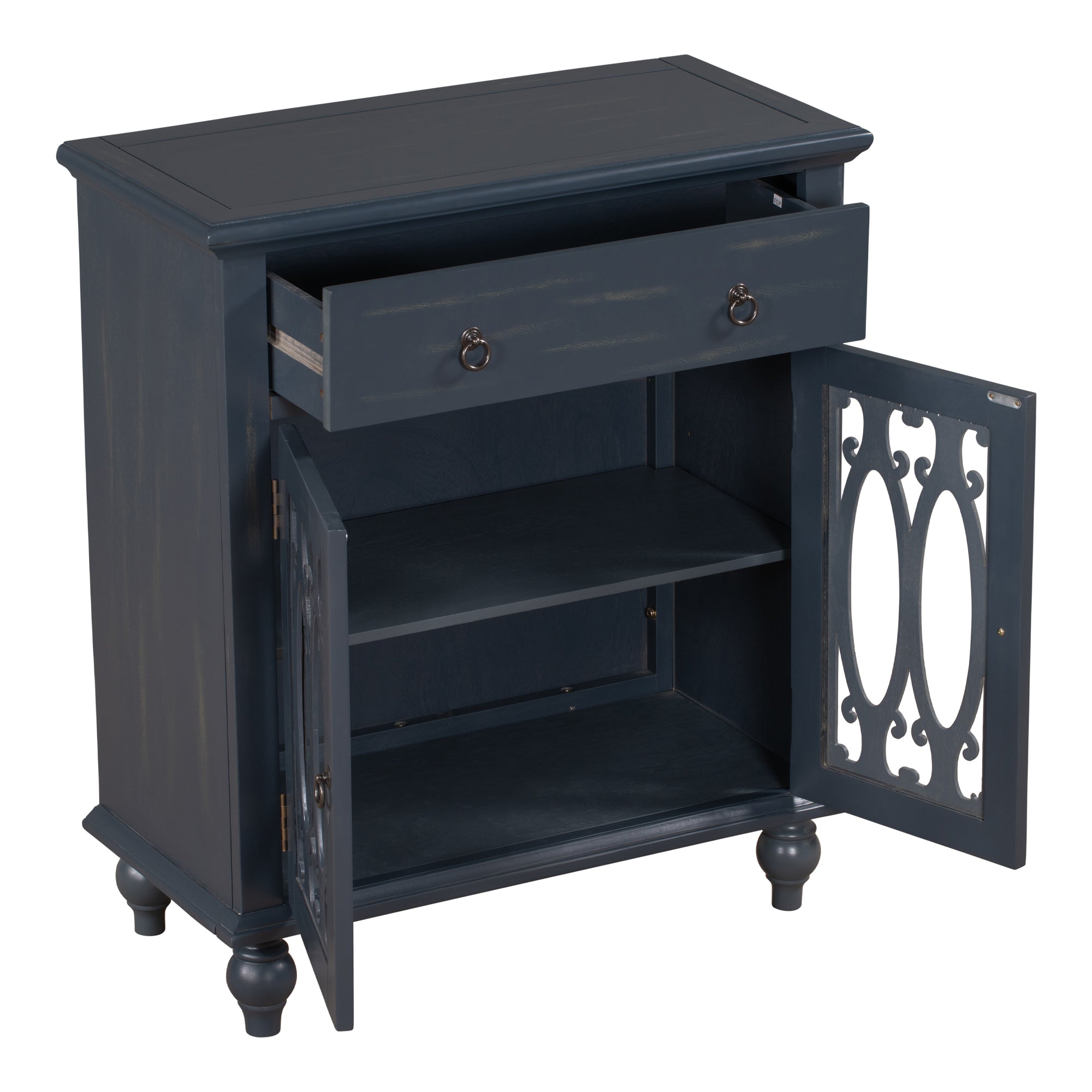 37" Tall Wood 2-door Accent Cabinet with 1 Drawer