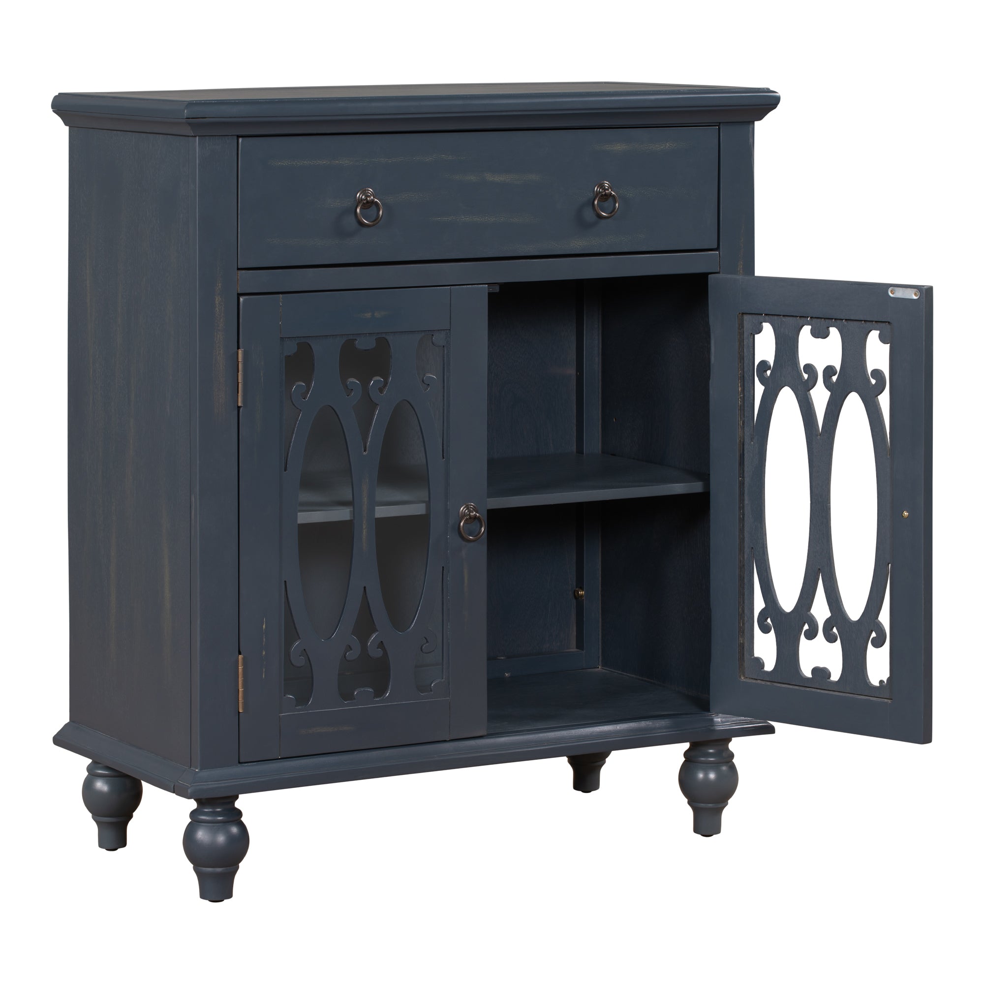 37" Tall Wood 2-door Accent Cabinet with 1 Drawer