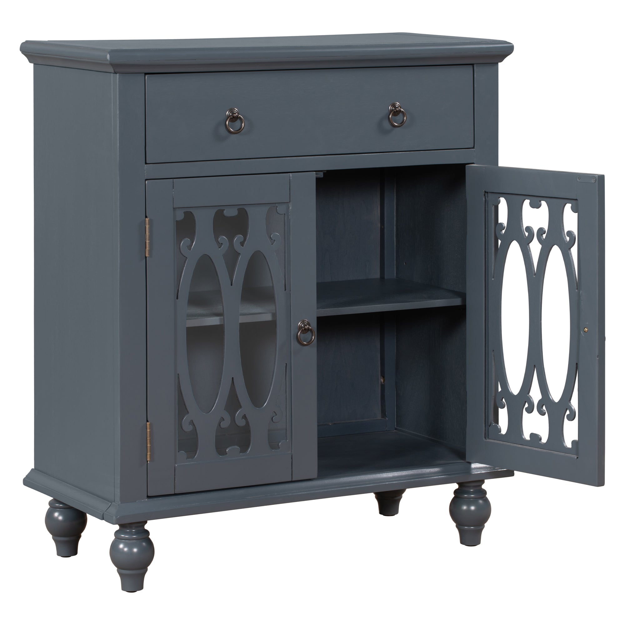 37" Tall Wood 2-door Accent Cabinet with 1 Drawer