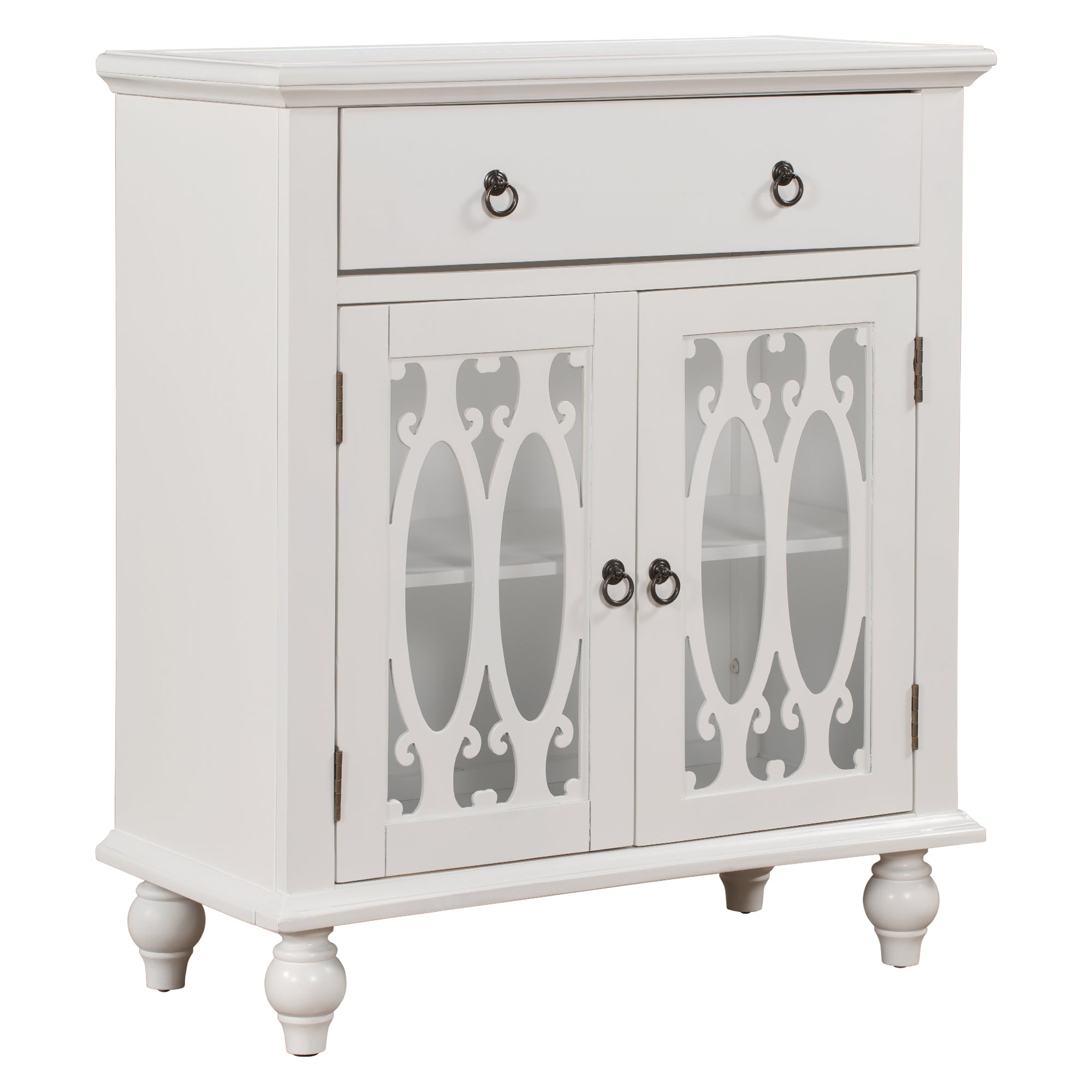 37" Tall Wood 2-door Accent Cabinet with 1 Drawer