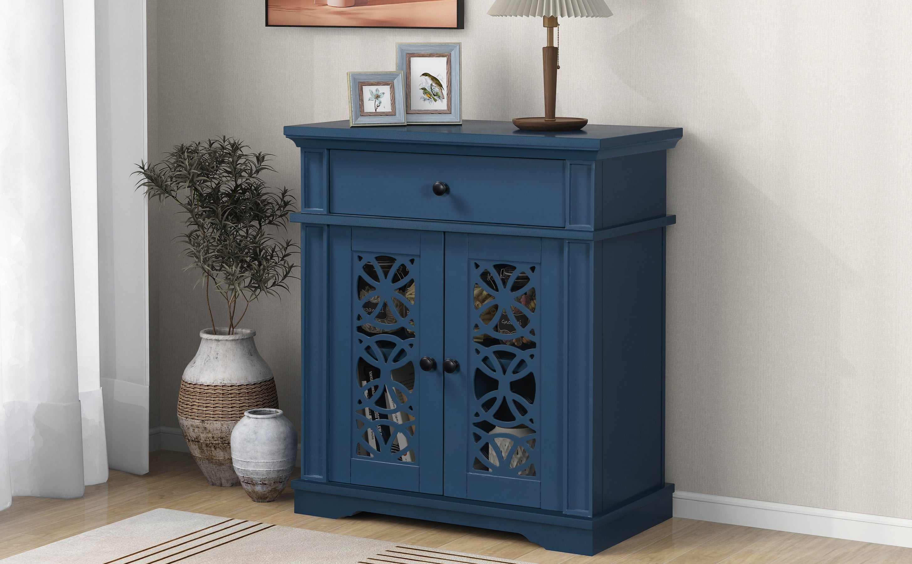 30" Tall Wood 2-door Accent Cabinet with 1 Drawer