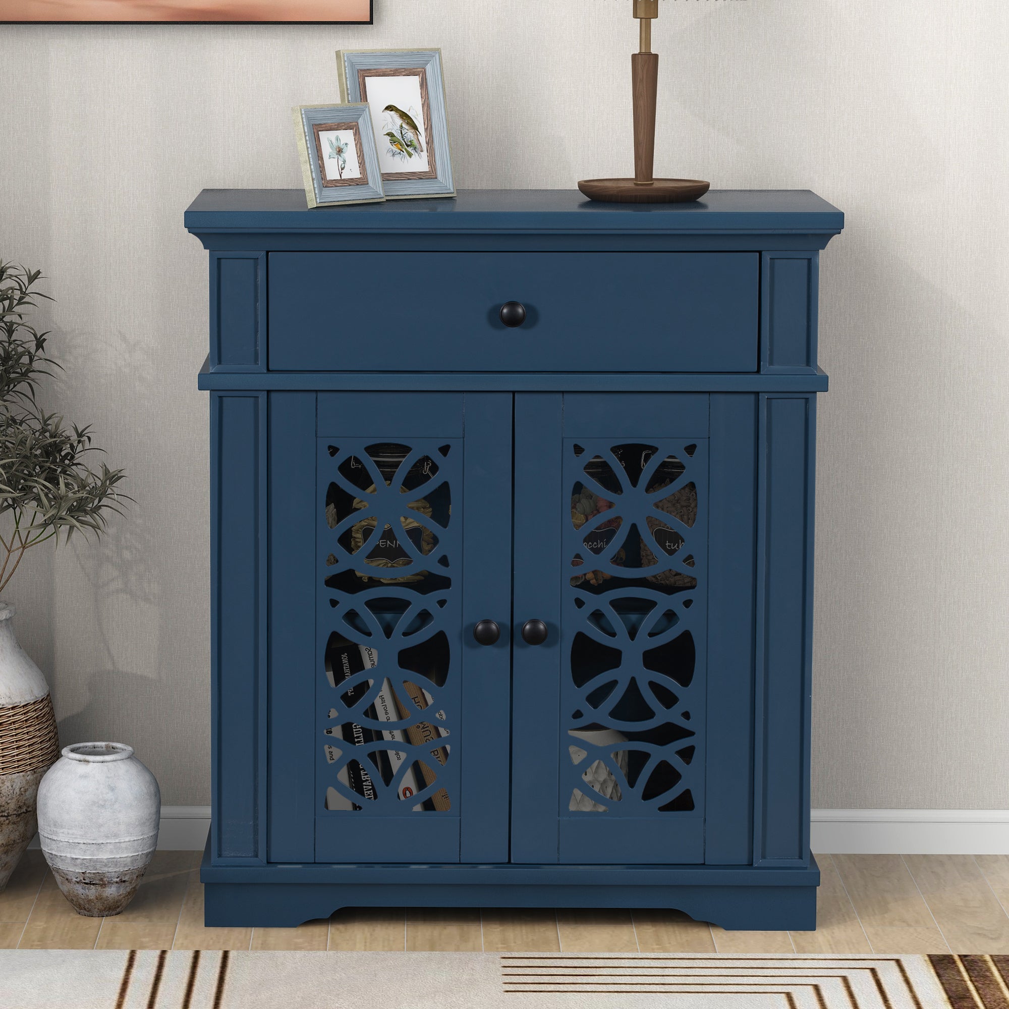 30" Tall Wood 2-door Accent Cabinet with 1 Drawer