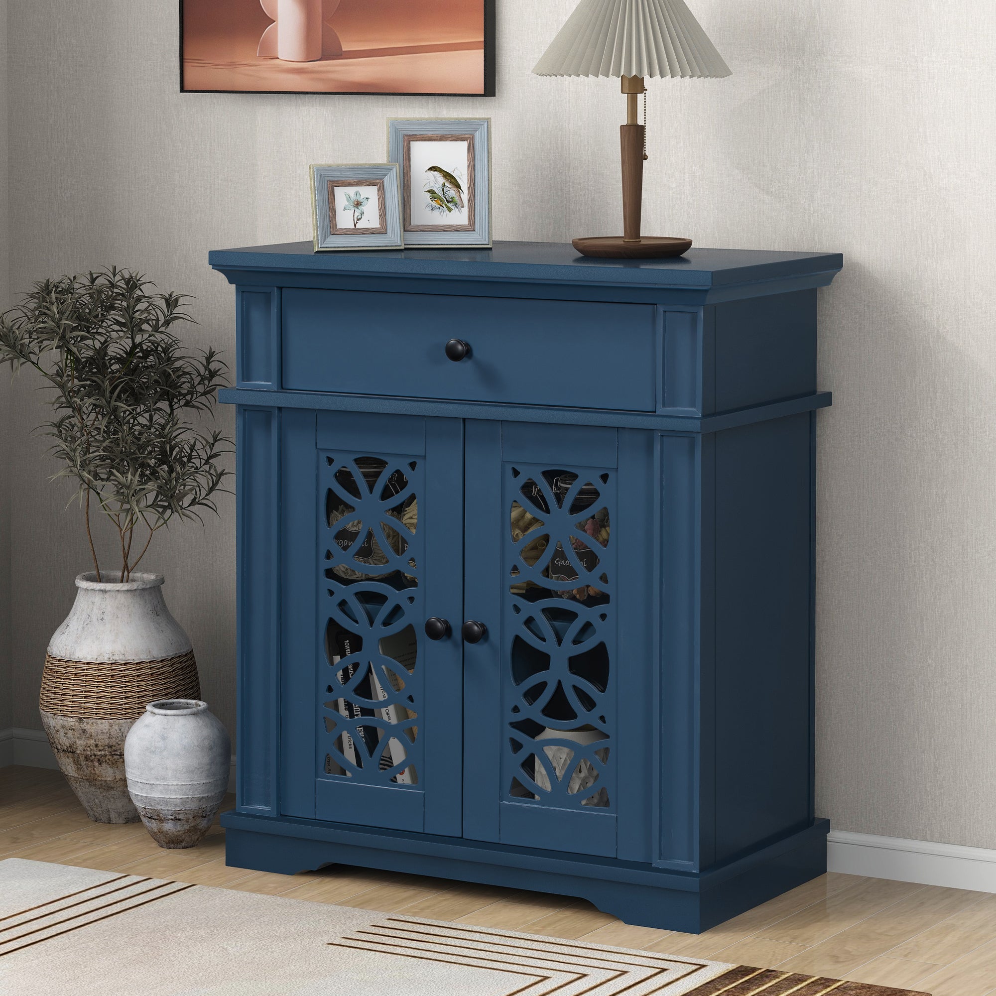 30" Tall Wood 2-door Accent Cabinet with 1 Drawer