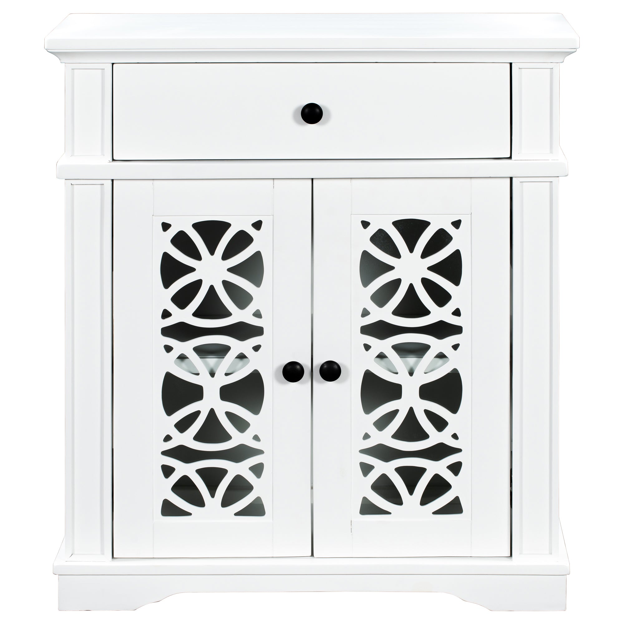 30" Tall Wood 2-door Accent Cabinet with 1 Drawer