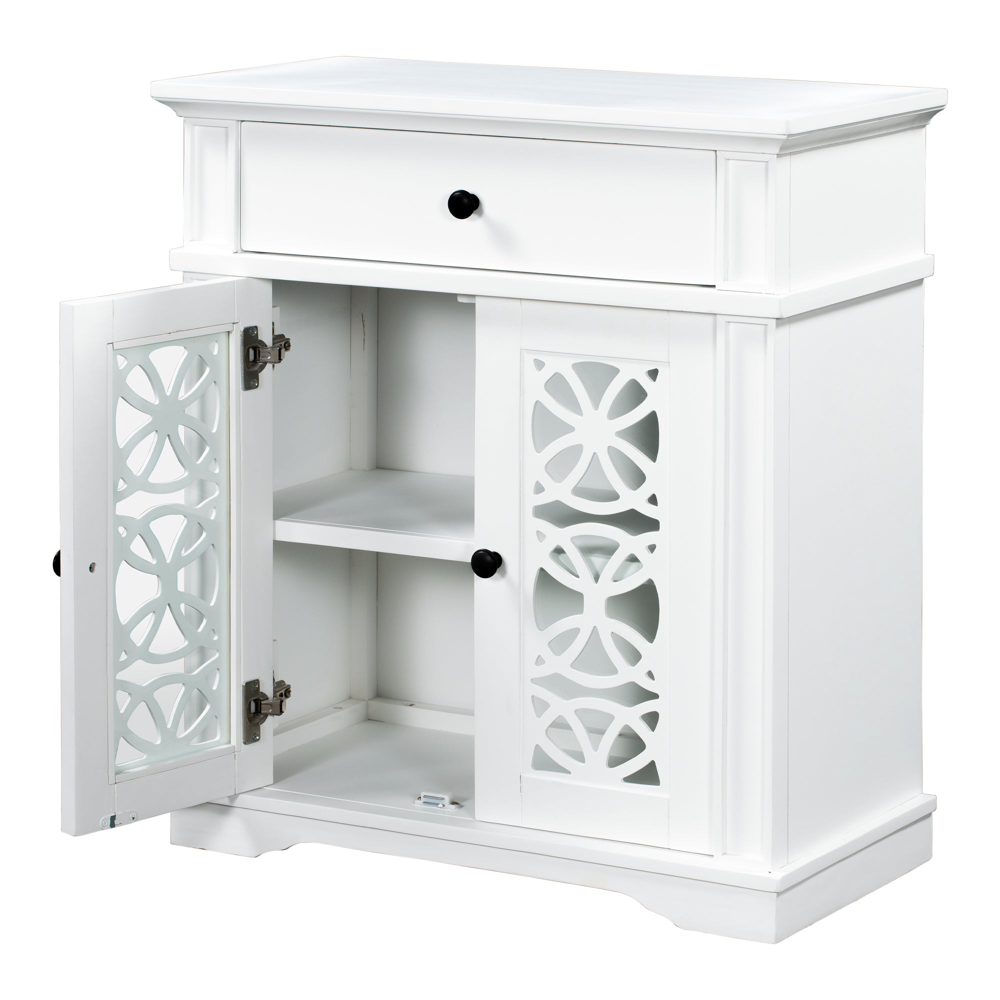 30" Tall Wood 2-door Accent Cabinet with 1 Drawer