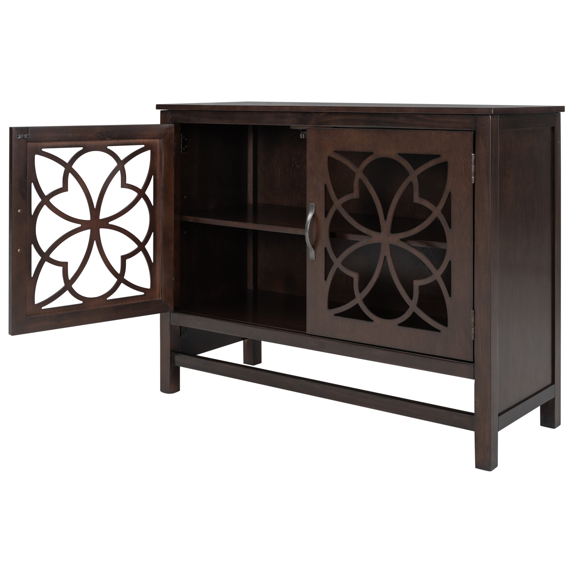 32" Tall Wood 2-door Accent Cabinet with Adjustable Shelf