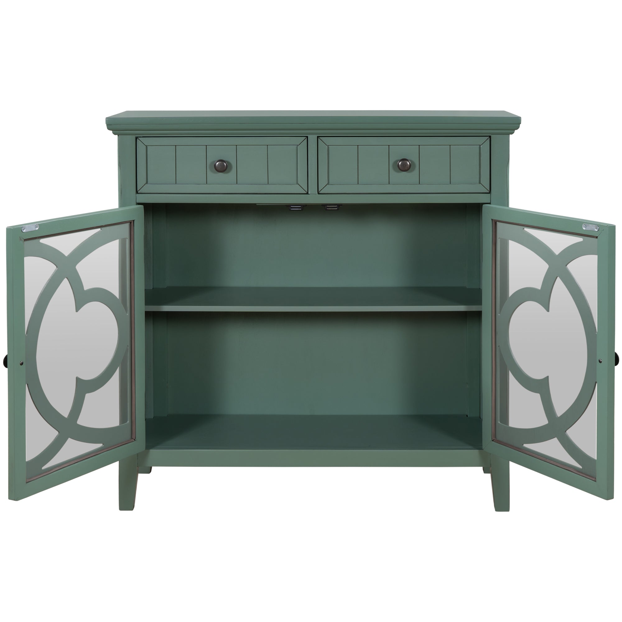 35" Tall Wood 2-door Accent Cabinet with 2 Drawer