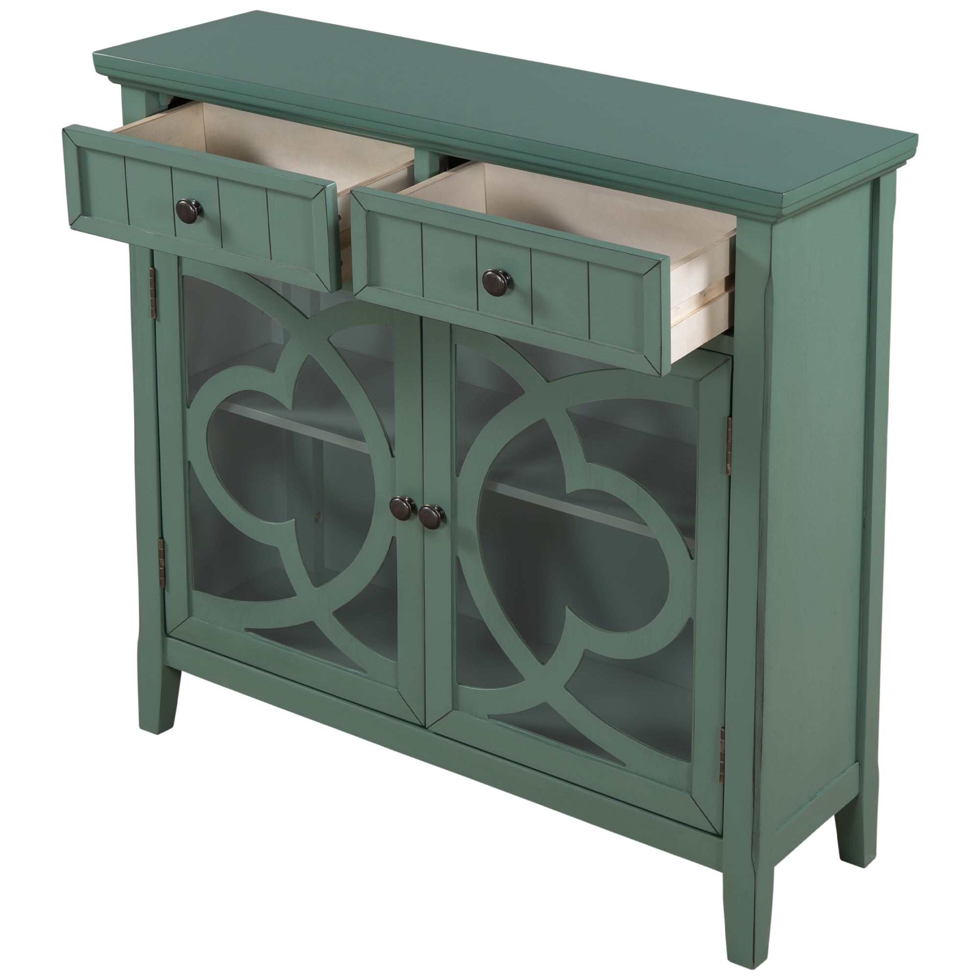 35" Tall Wood 2-door Accent Cabinet with 2 Drawer