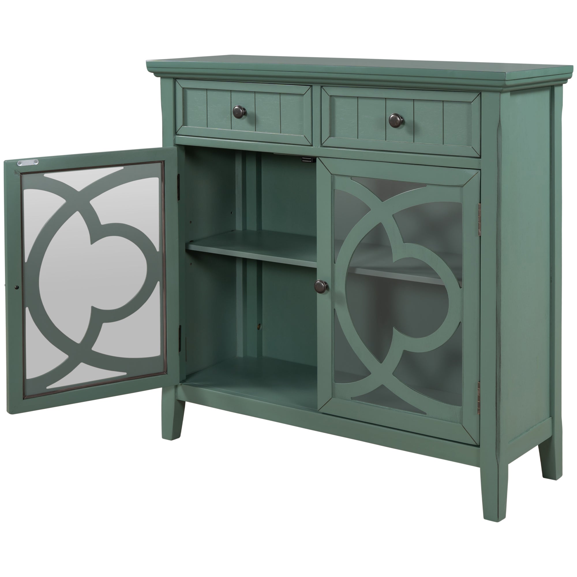 35" Tall Wood 2-door Accent Cabinet with 2 Drawer