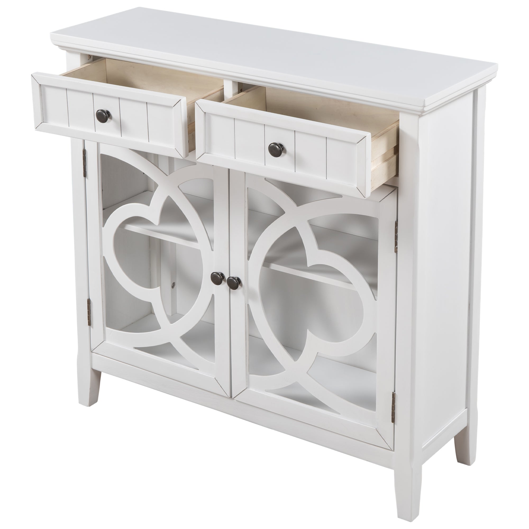 35" Tall Wood 2-door Accent Cabinet with 2 Drawer