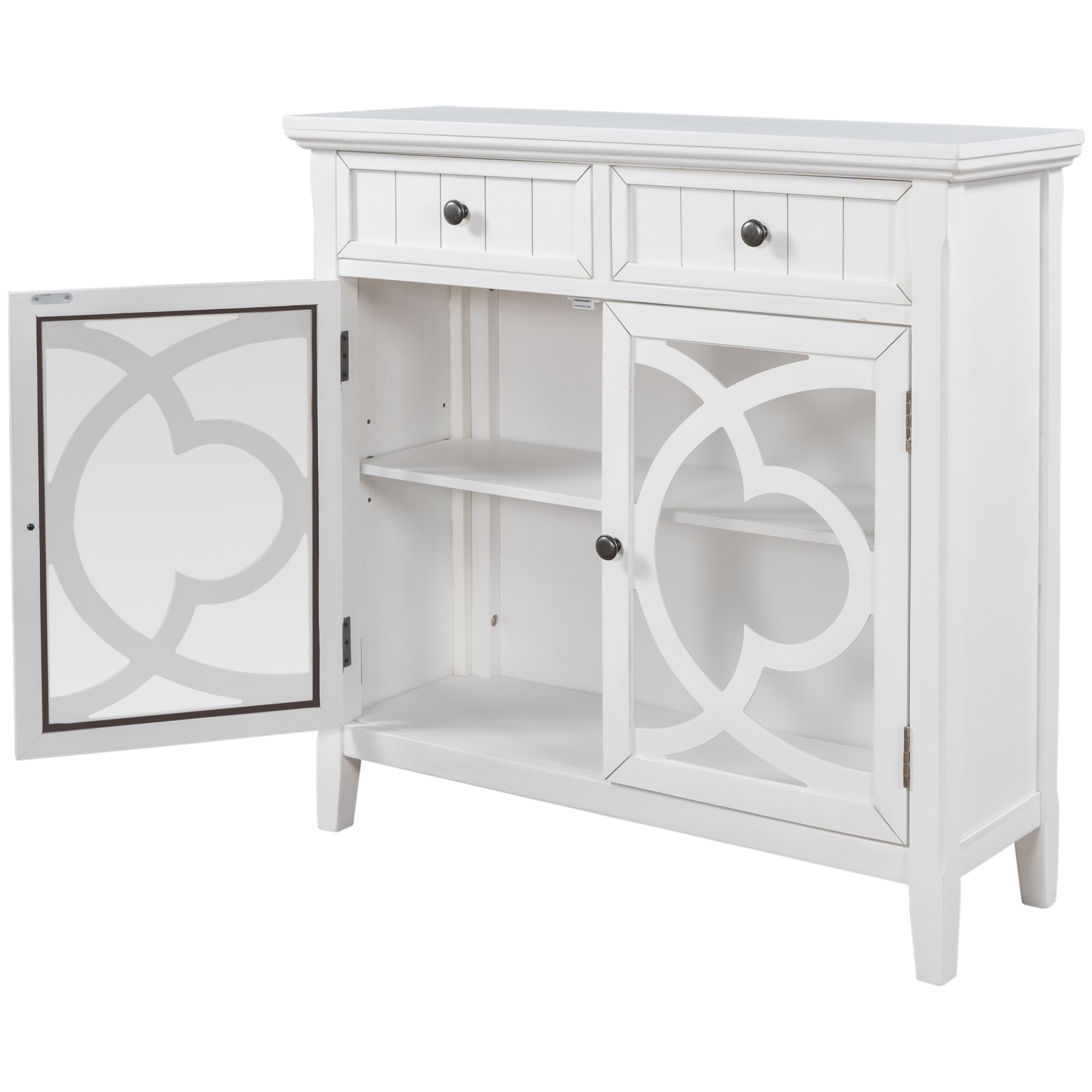 35" Tall Wood 2-door Accent Cabinet with 2 Drawer