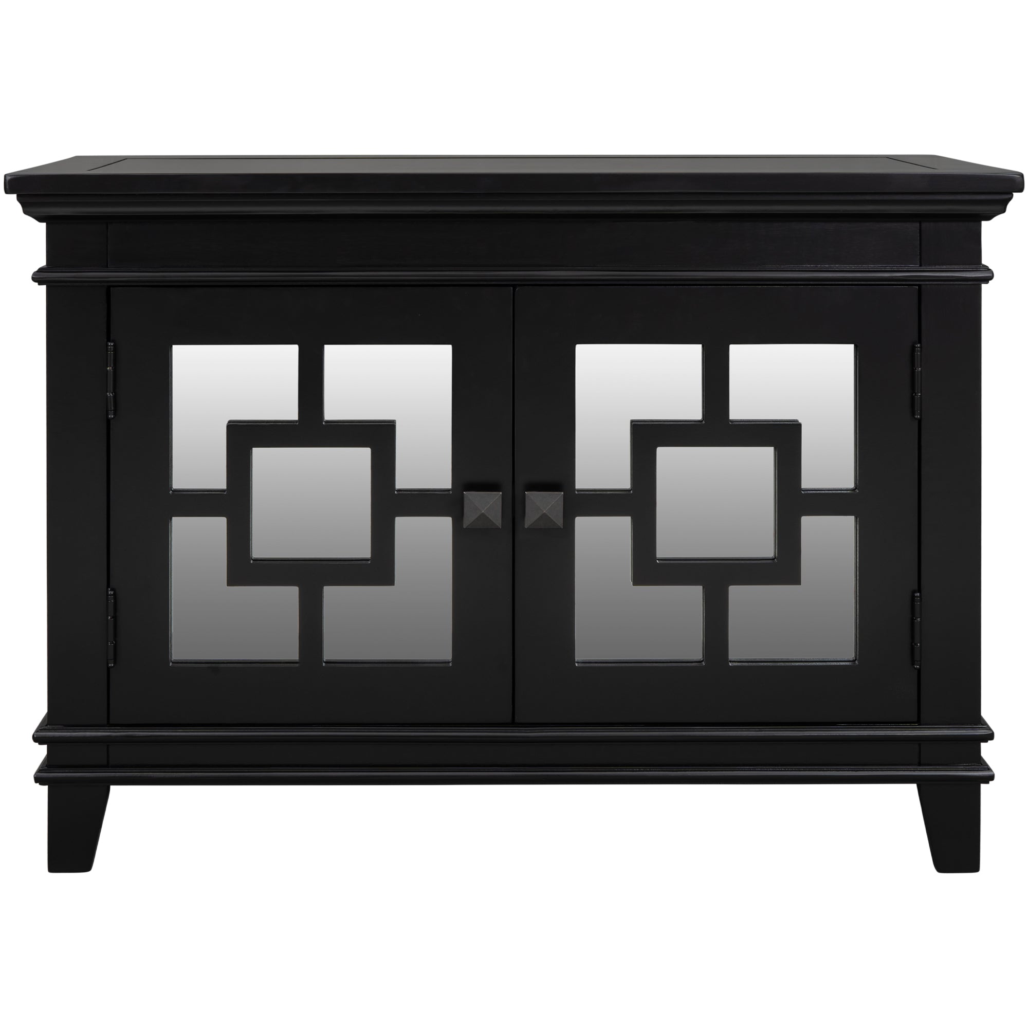 24" Tall Wood 2-door Accent Cabinet with Mirror Door