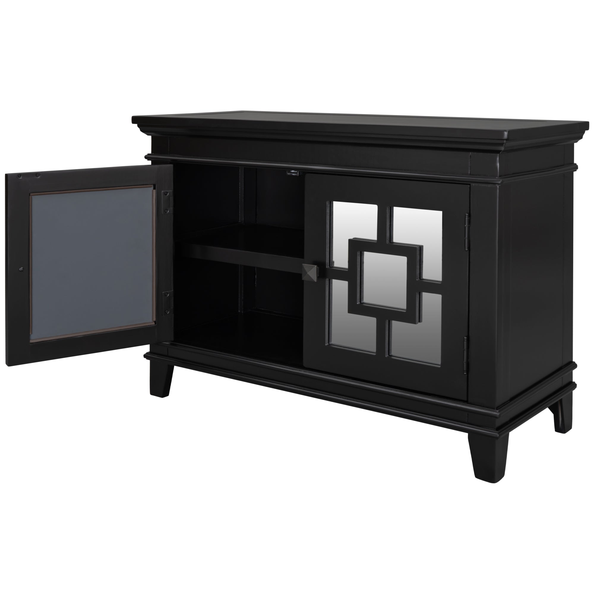 24" Tall Wood 2-door Accent Cabinet with Mirror Door