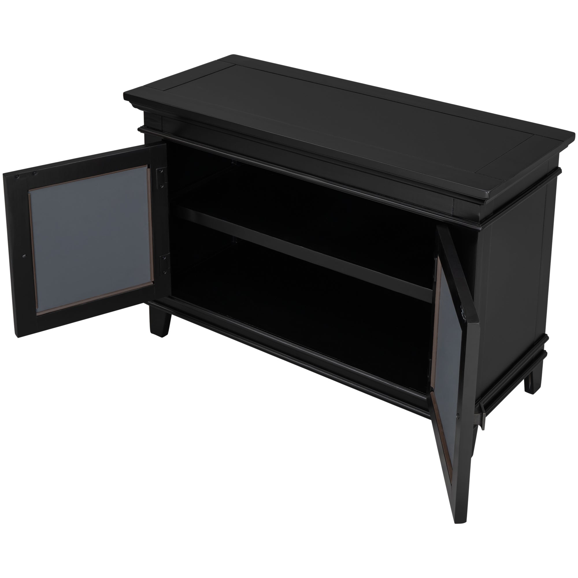 24" Tall Wood 2-door Accent Cabinet with Mirror Door