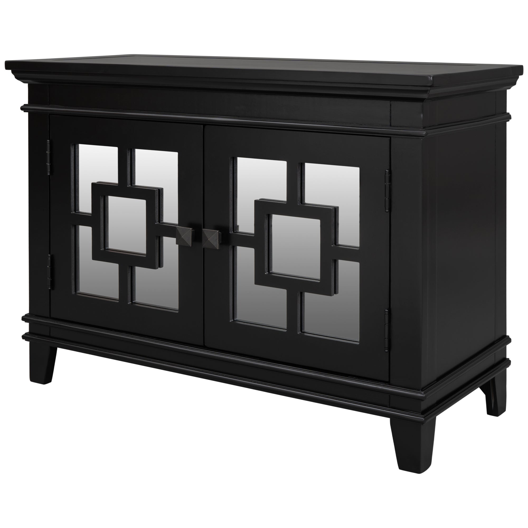 24" Tall Wood 2-door Accent Cabinet with Mirror Door