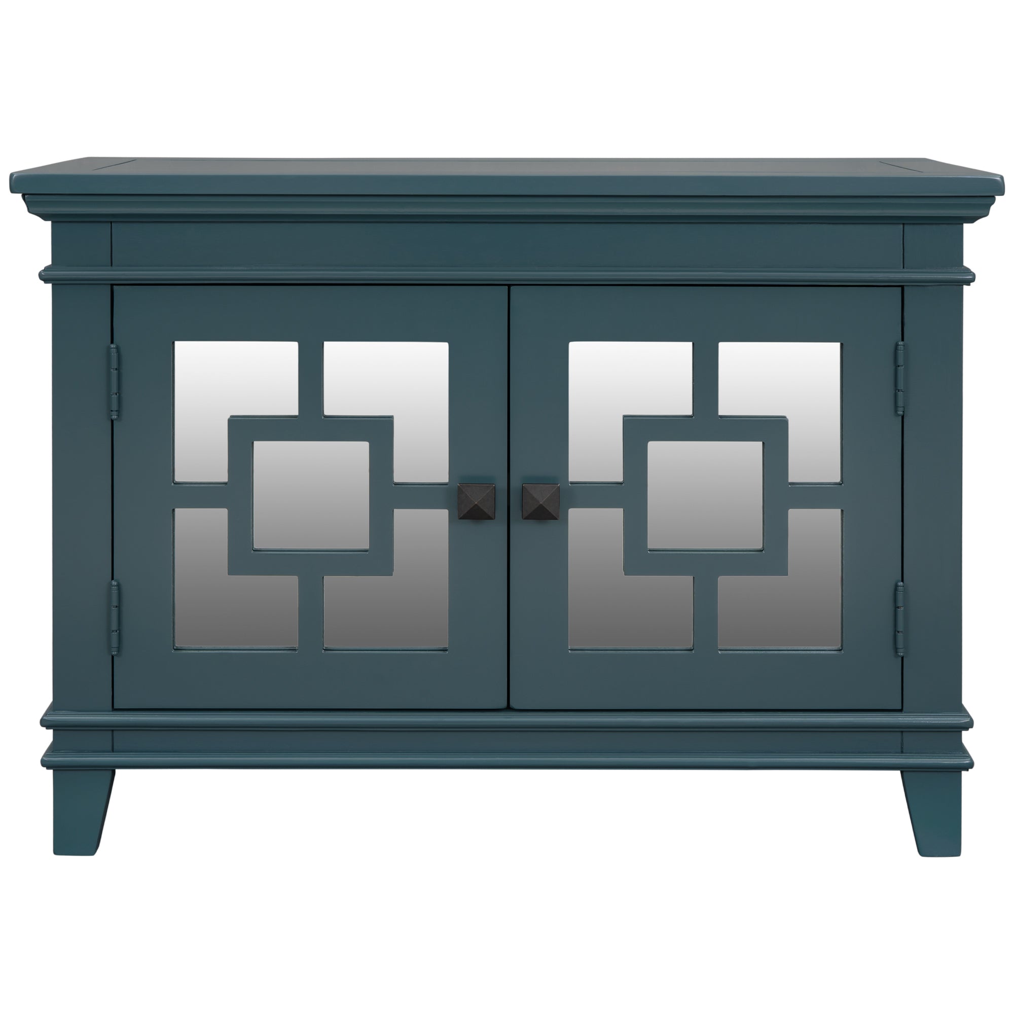 24" Tall Wood 2-door Accent Cabinet with Mirror Door