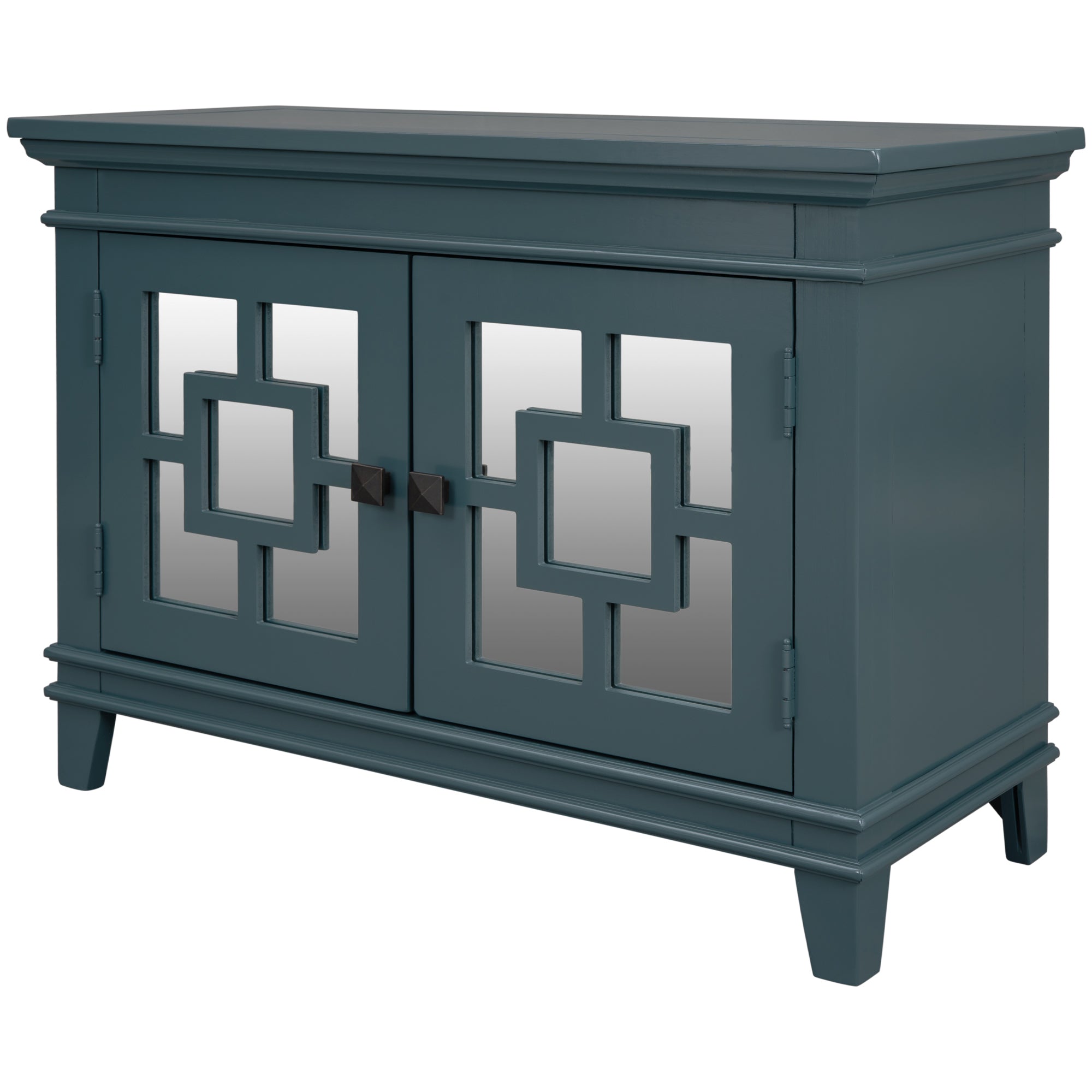 24" Tall Wood 2-door Accent Cabinet with Mirror Door