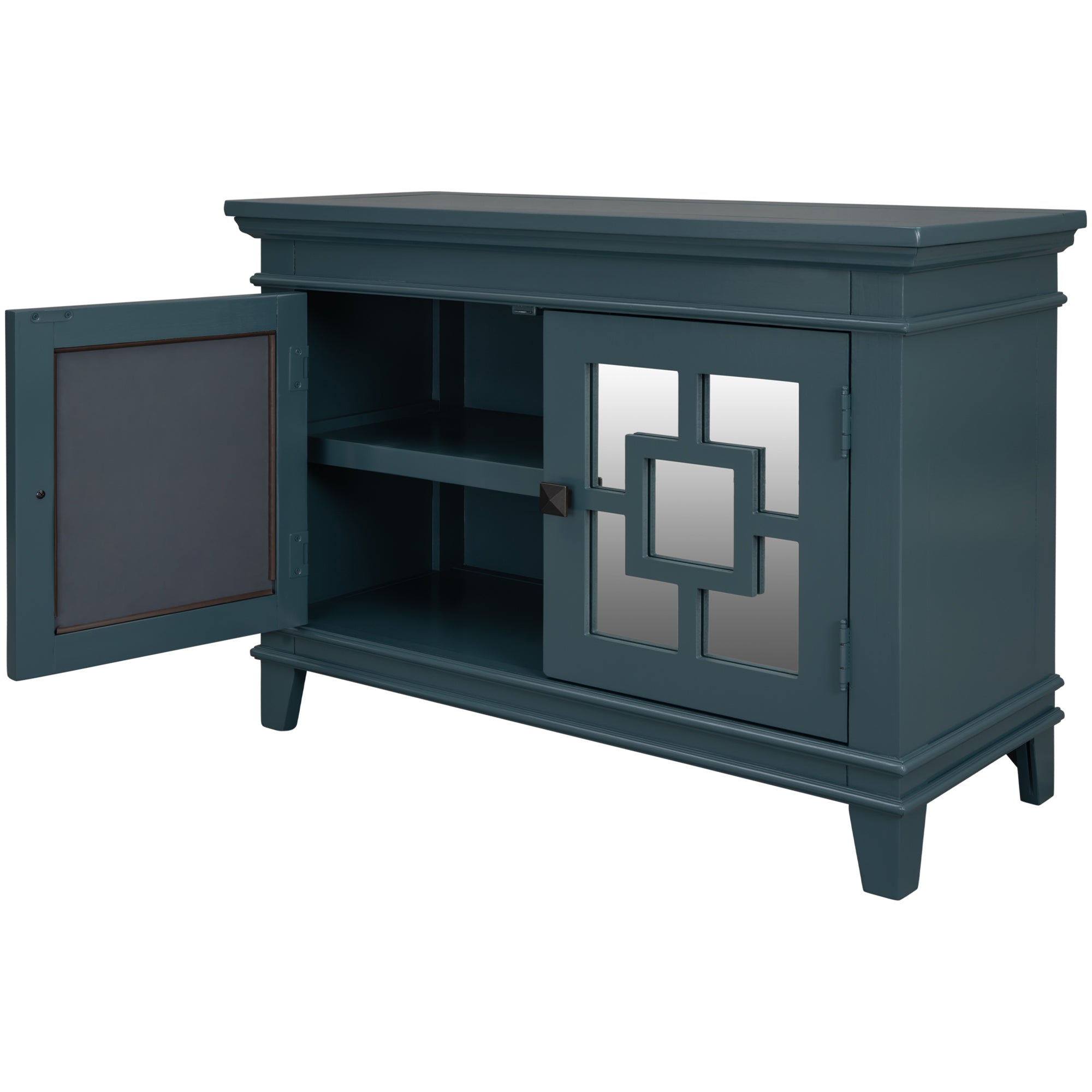 24" Tall Wood 2-door Accent Cabinet with Mirror Door