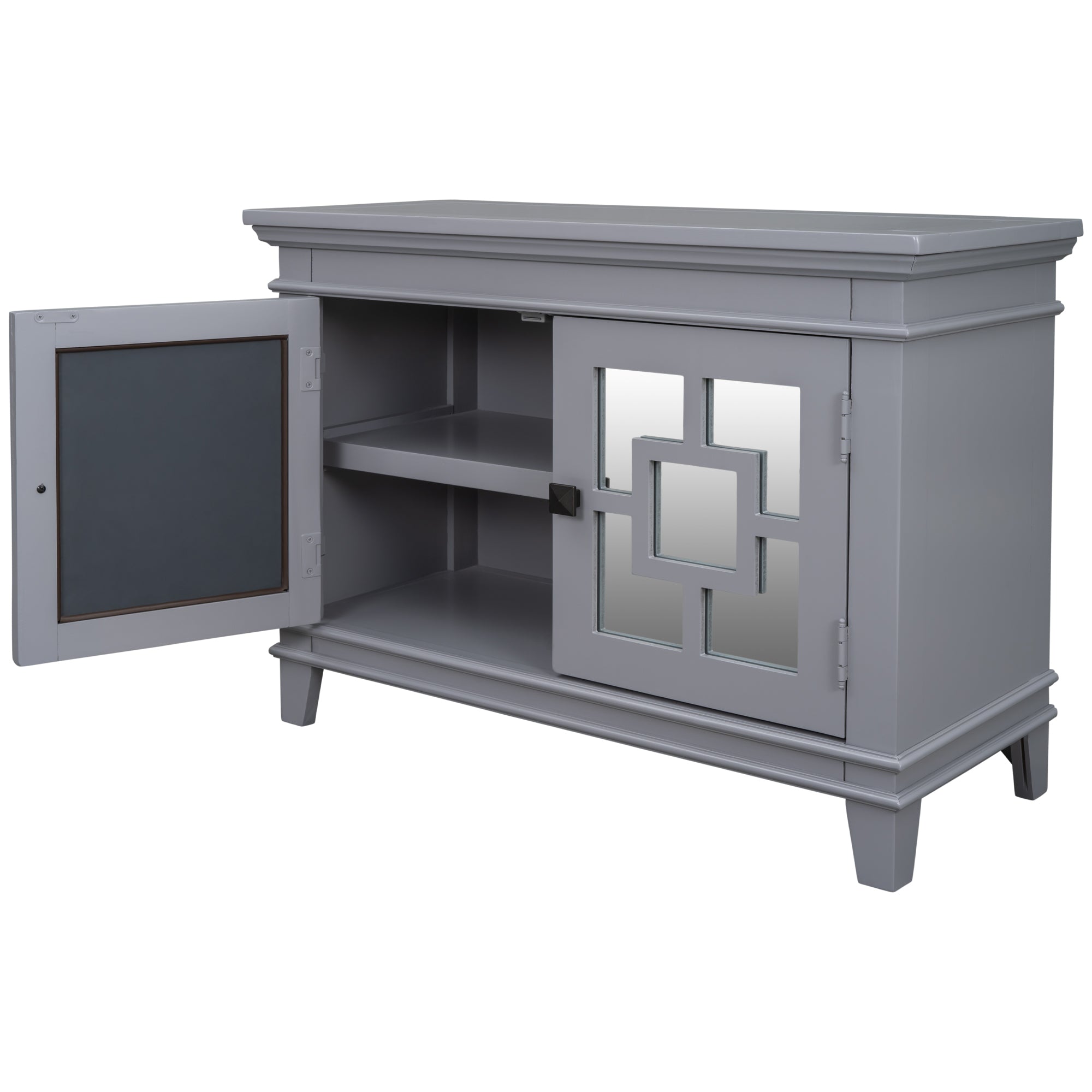 24" Tall Wood 2-door Accent Cabinet with Mirror Door