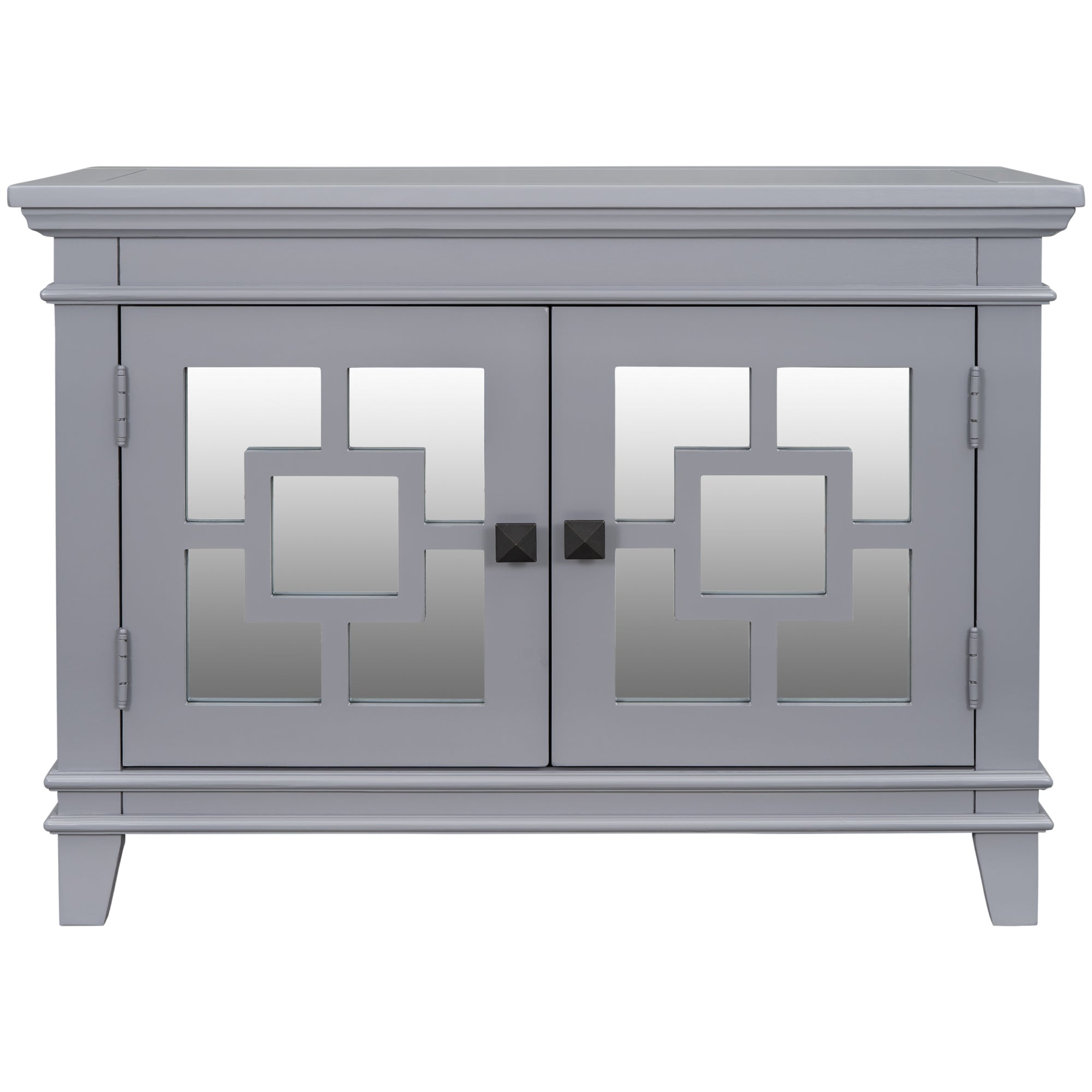 24" Tall Wood 2-door Accent Cabinet with Mirror Door