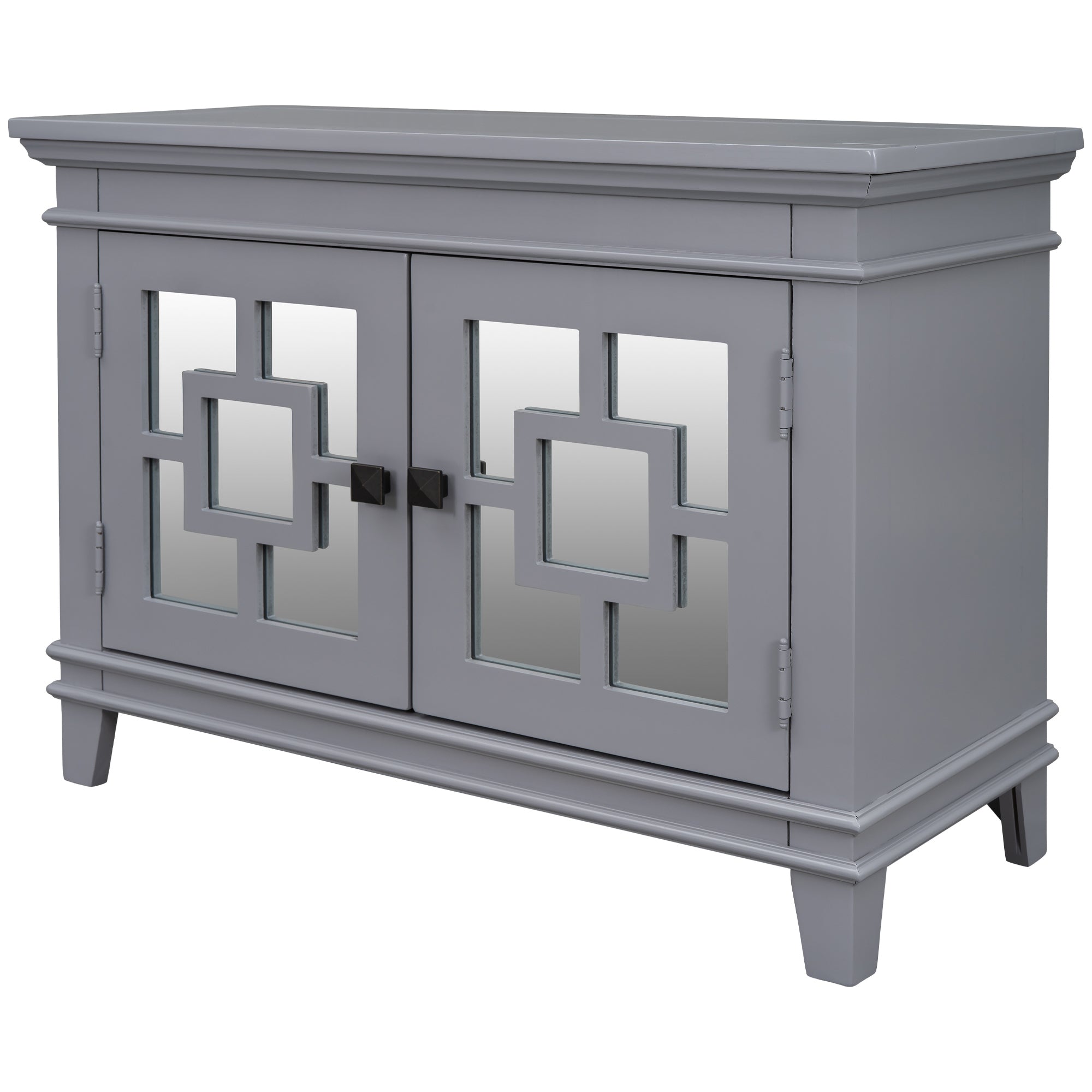 24" Tall Wood 2-door Accent Cabinet with Mirror Door