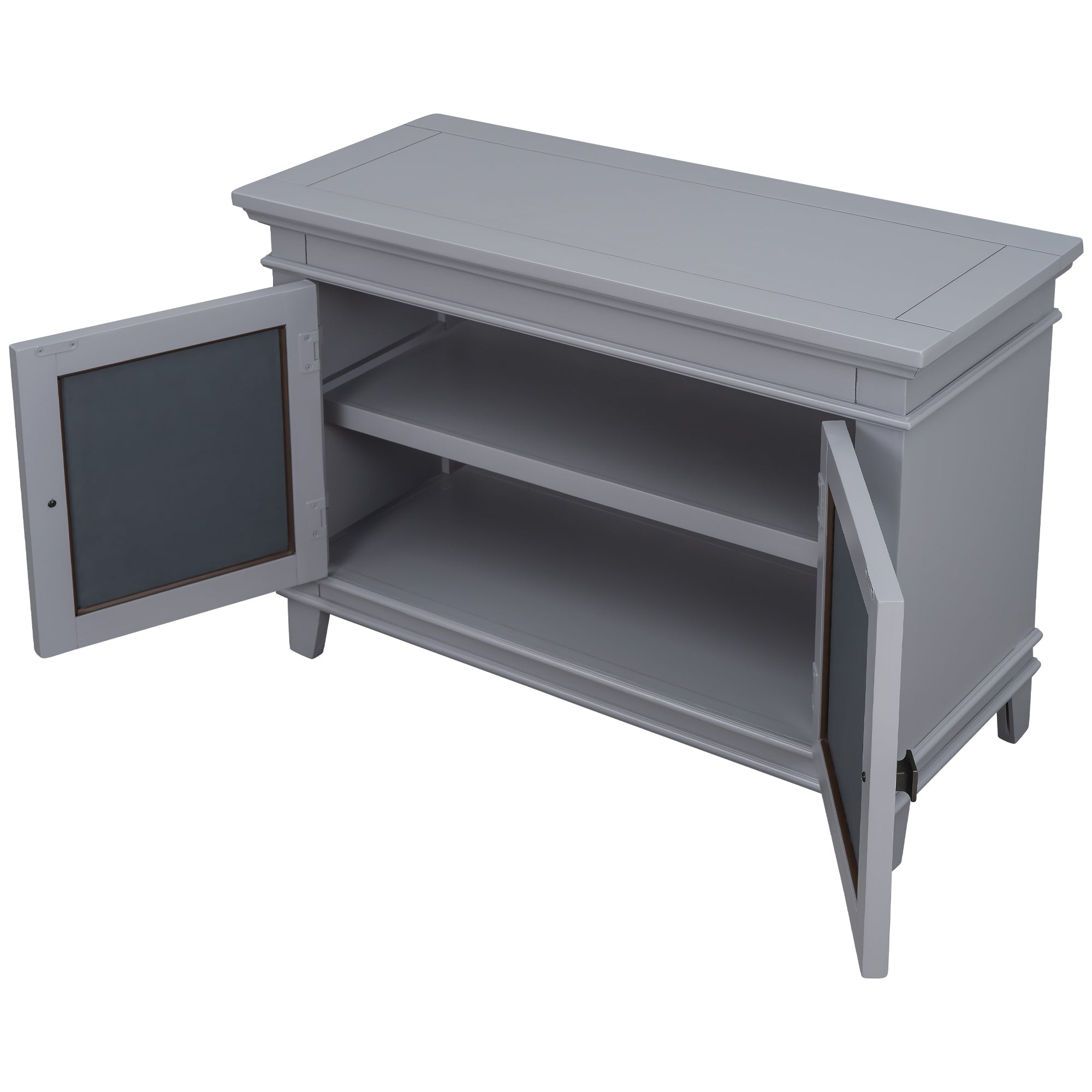 24" Tall Wood 2-door Accent Cabinet with Mirror Door