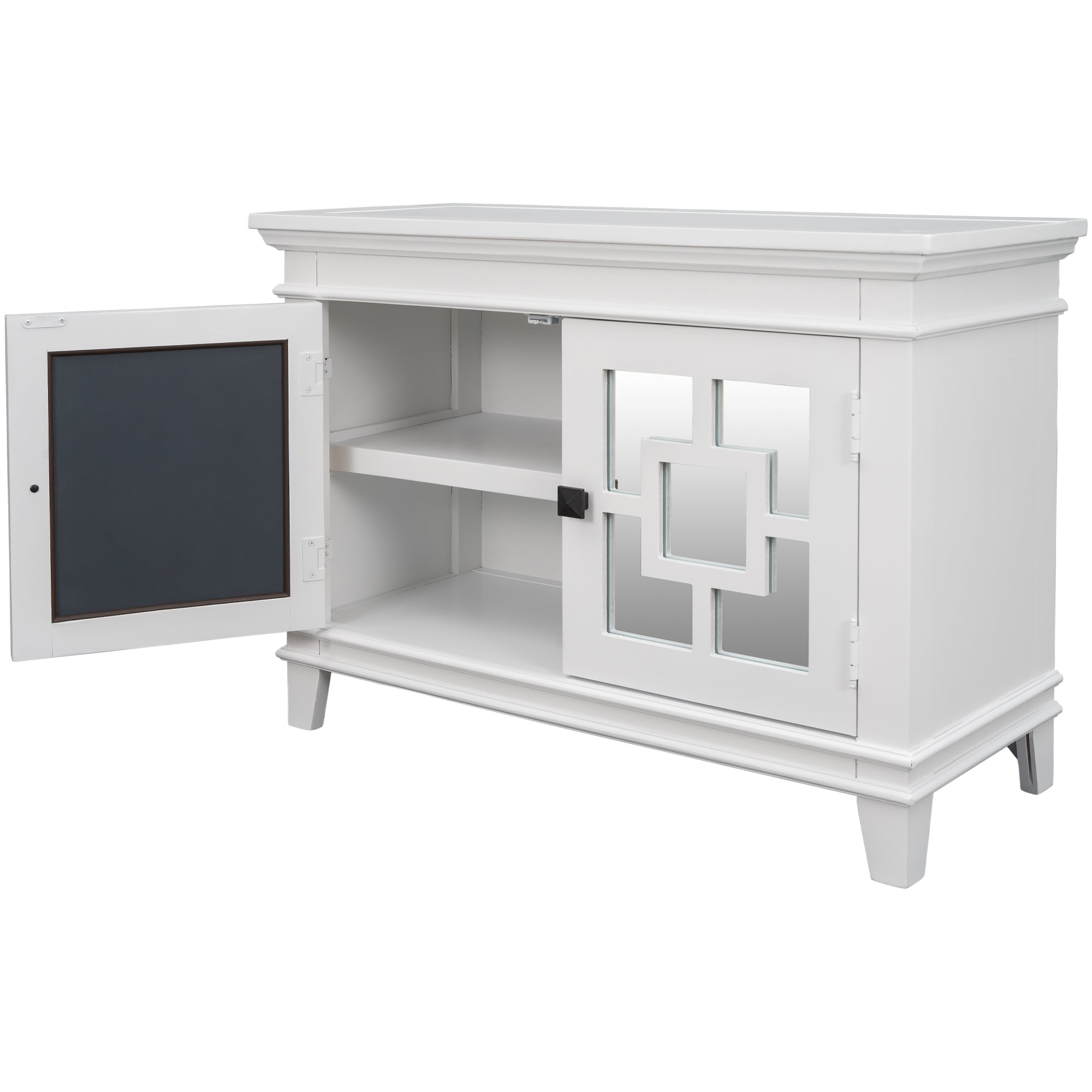 24" Tall Wood 2-door Accent Cabinet with Mirror Door