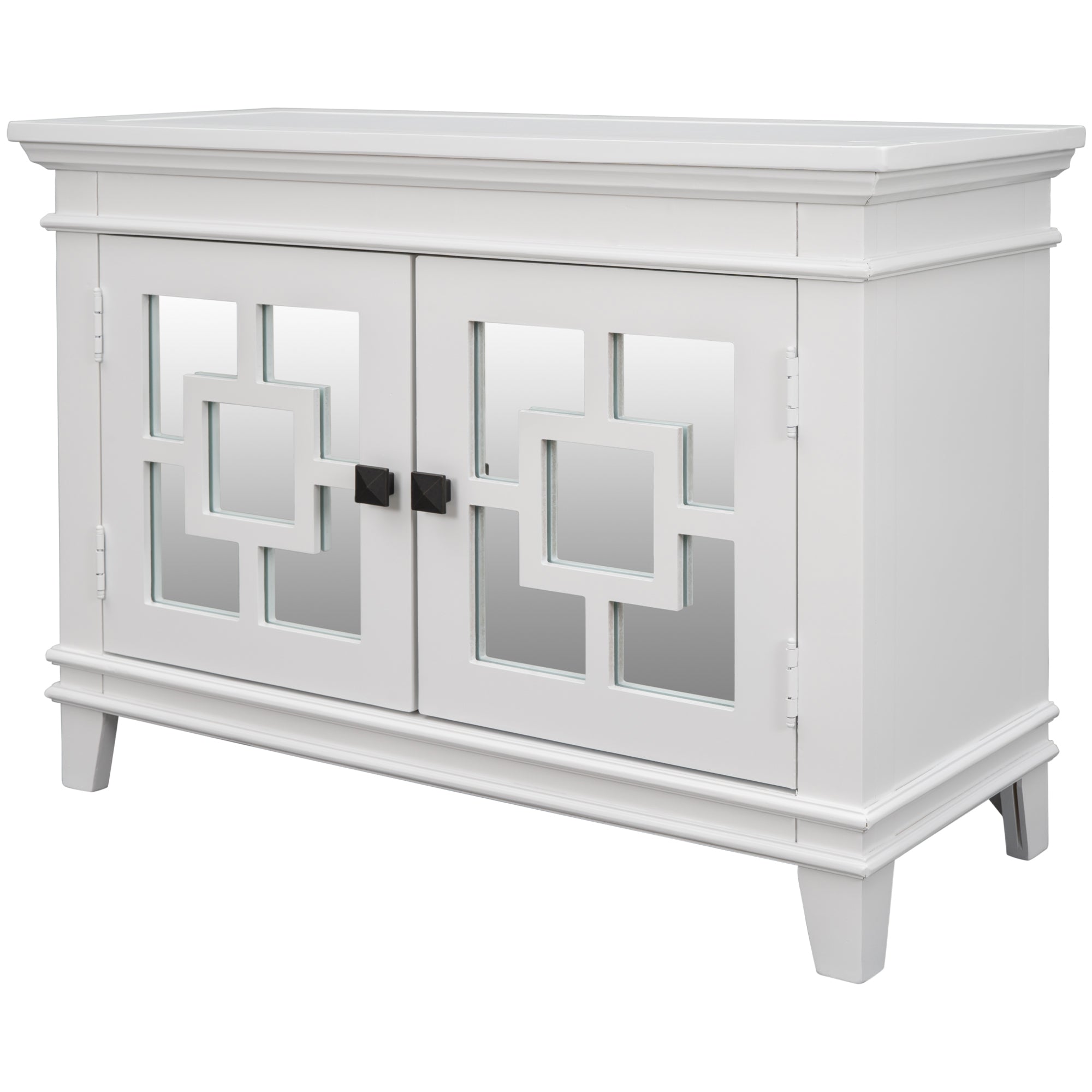 24" Tall Wood 2-door Accent Cabinet with Mirror Door