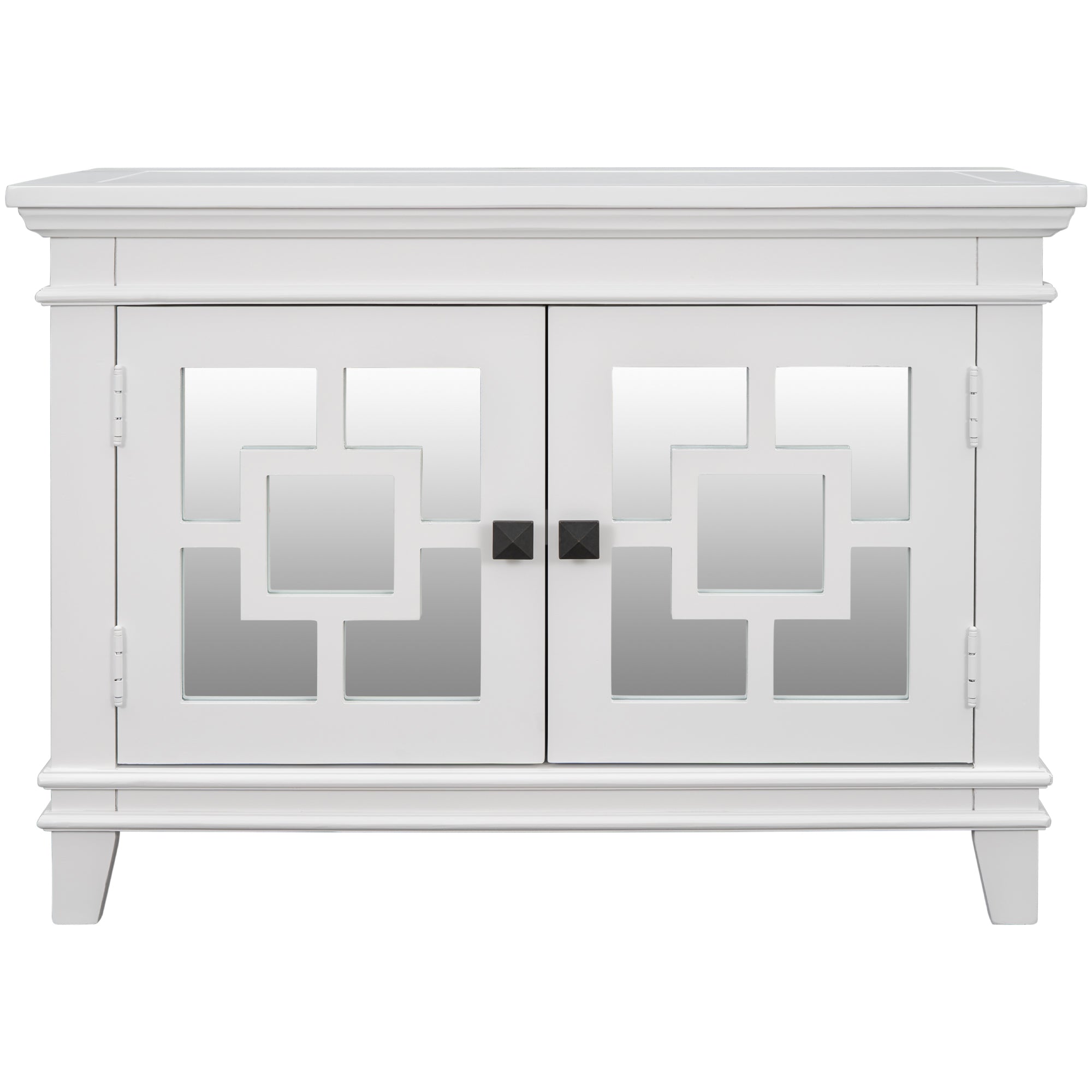 24" Tall Wood 2-door Accent Cabinet with Mirror Door