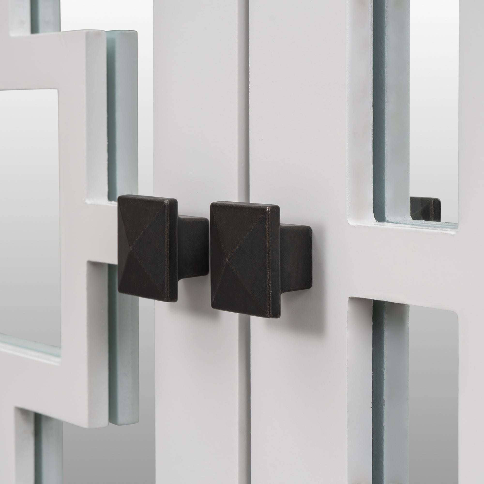 24" Tall Wood 2-door Accent Cabinet with Mirror Door
