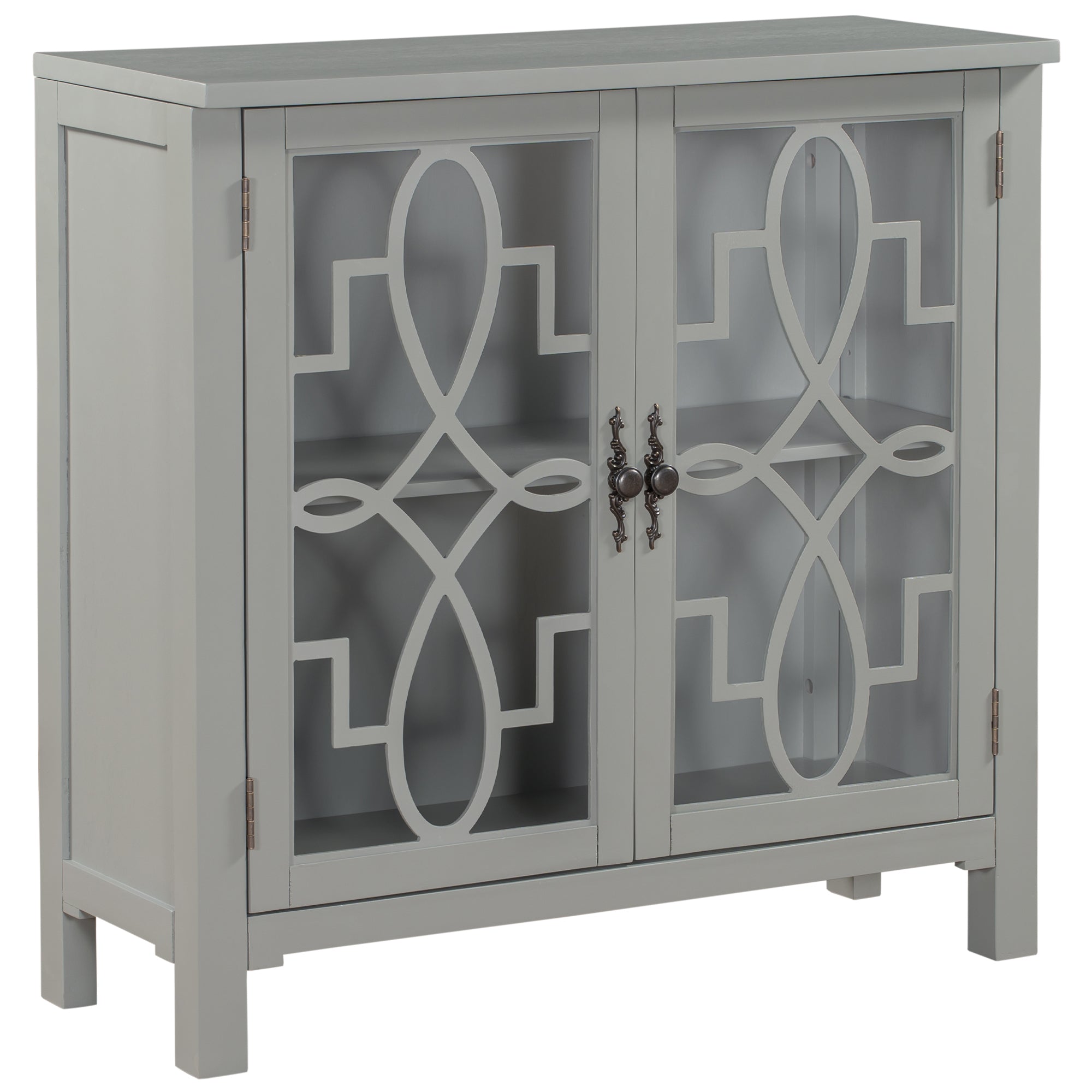 36" Tall Wood 2-door Accent Cabinet with Adjustable Shelf