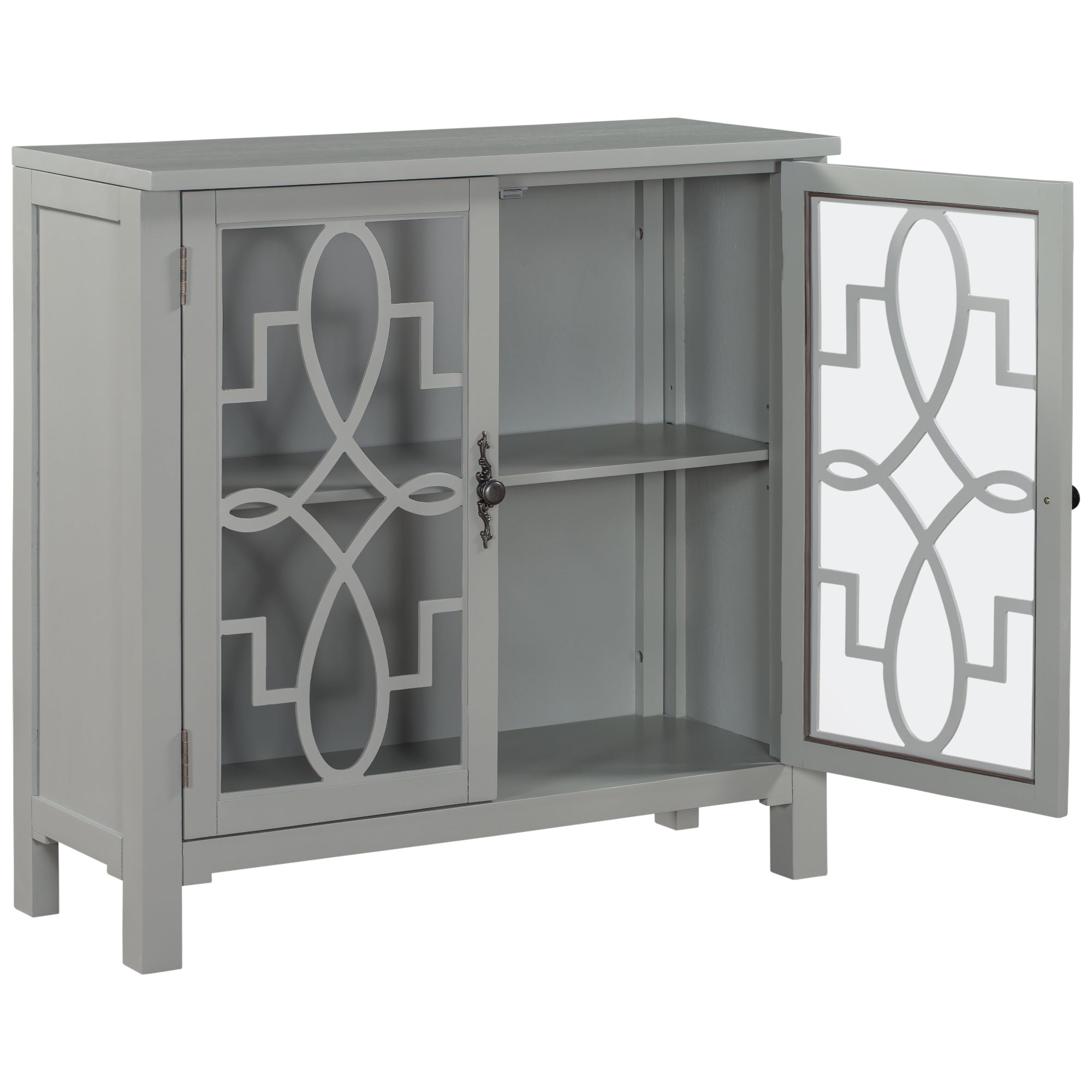 36" Tall Wood 2-door Accent Cabinet with Adjustable Shelf