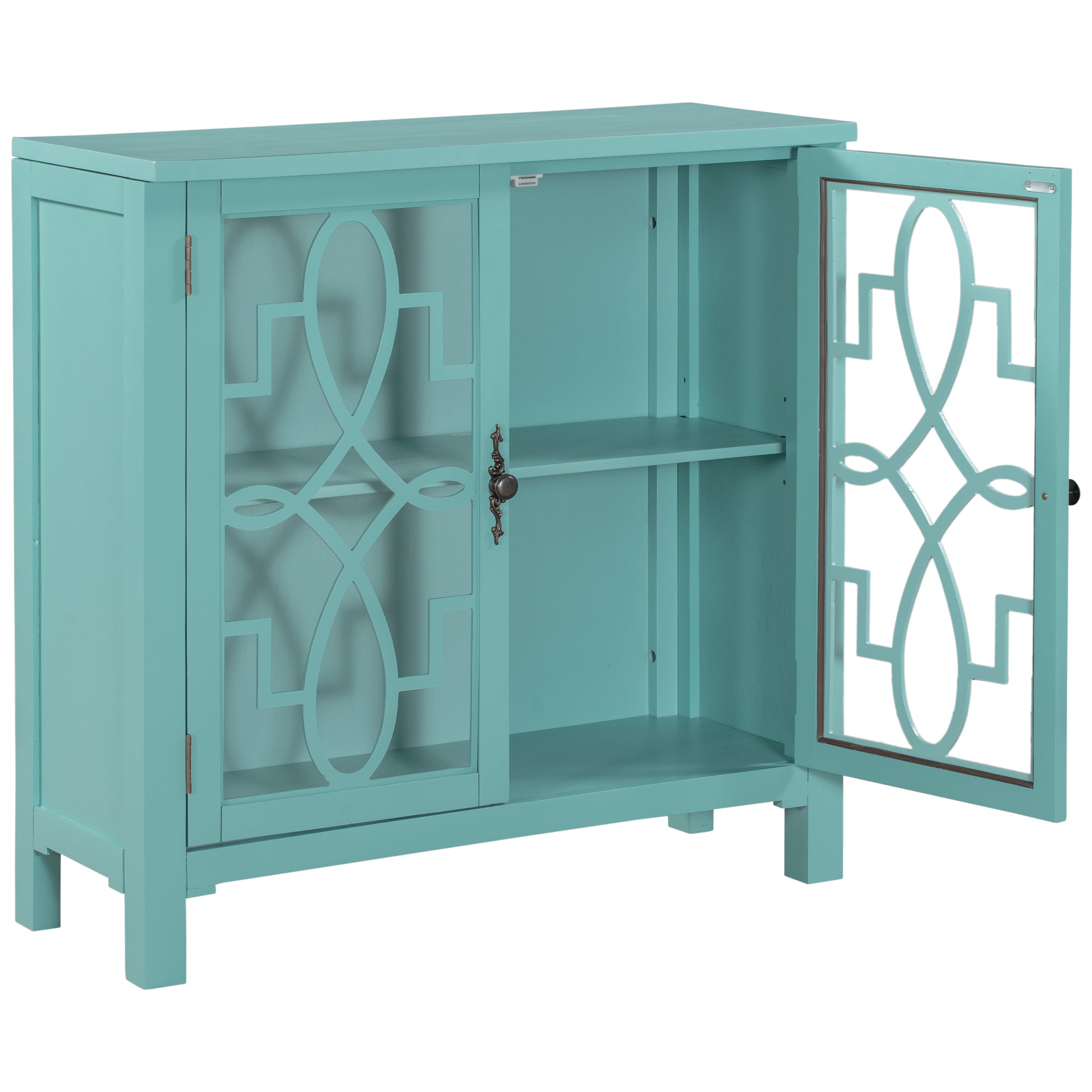 36" Tall Wood 2-door Accent Cabinet with Adjustable Shelf