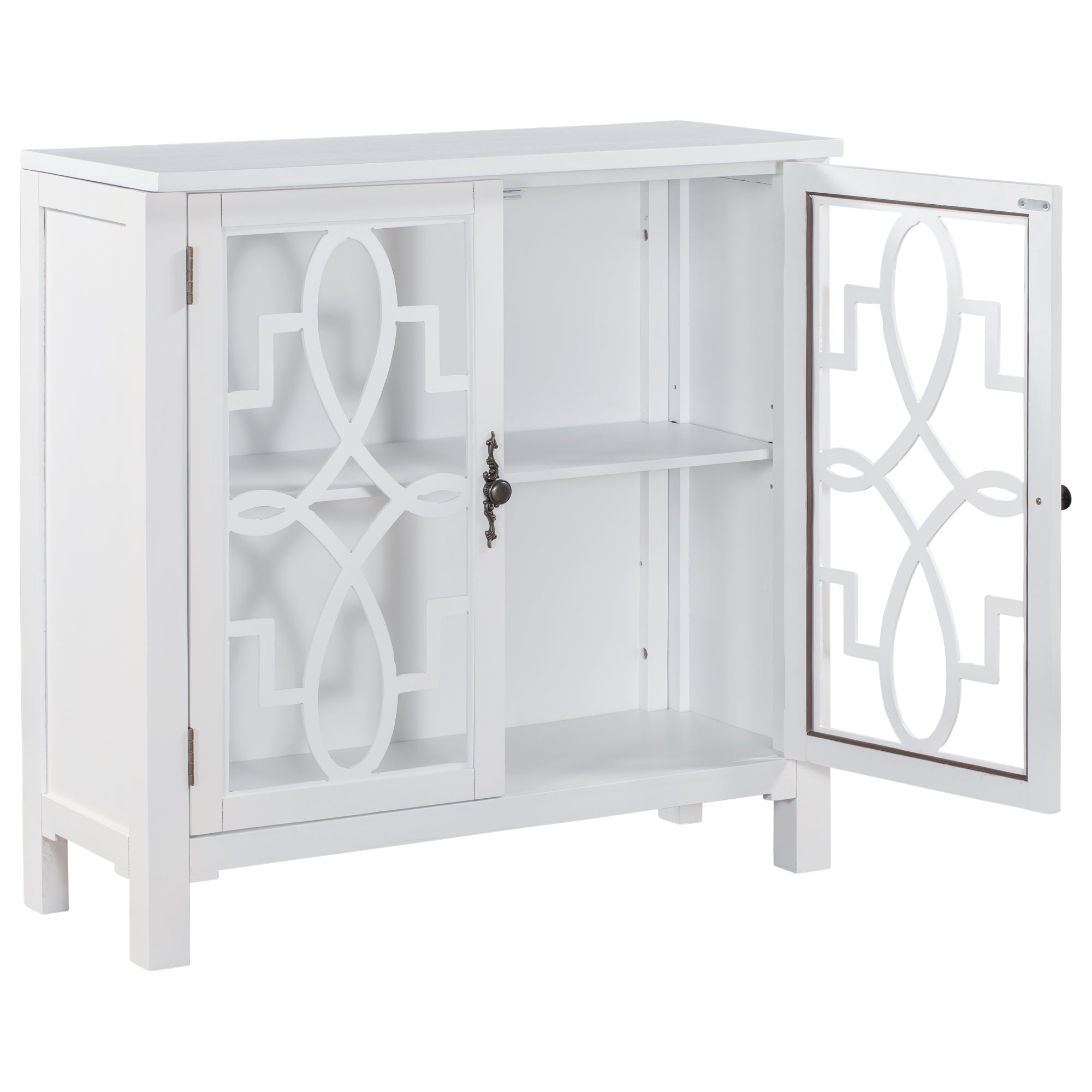 36" Tall Wood 2-door Accent Cabinet with Adjustable Shelf