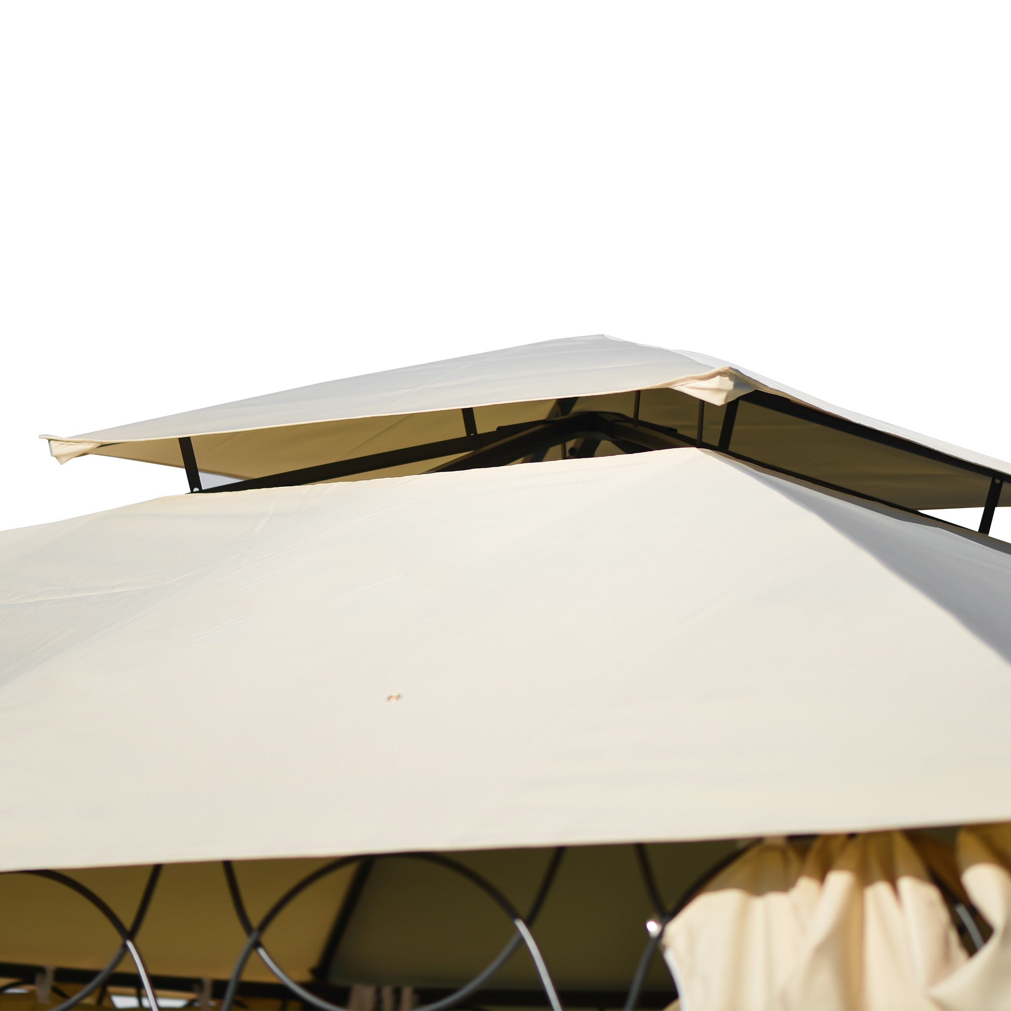 10' X 10' Iron Polyester Soft-Top Outdoor Double Tiered Grill Canopy Gazebo Tent