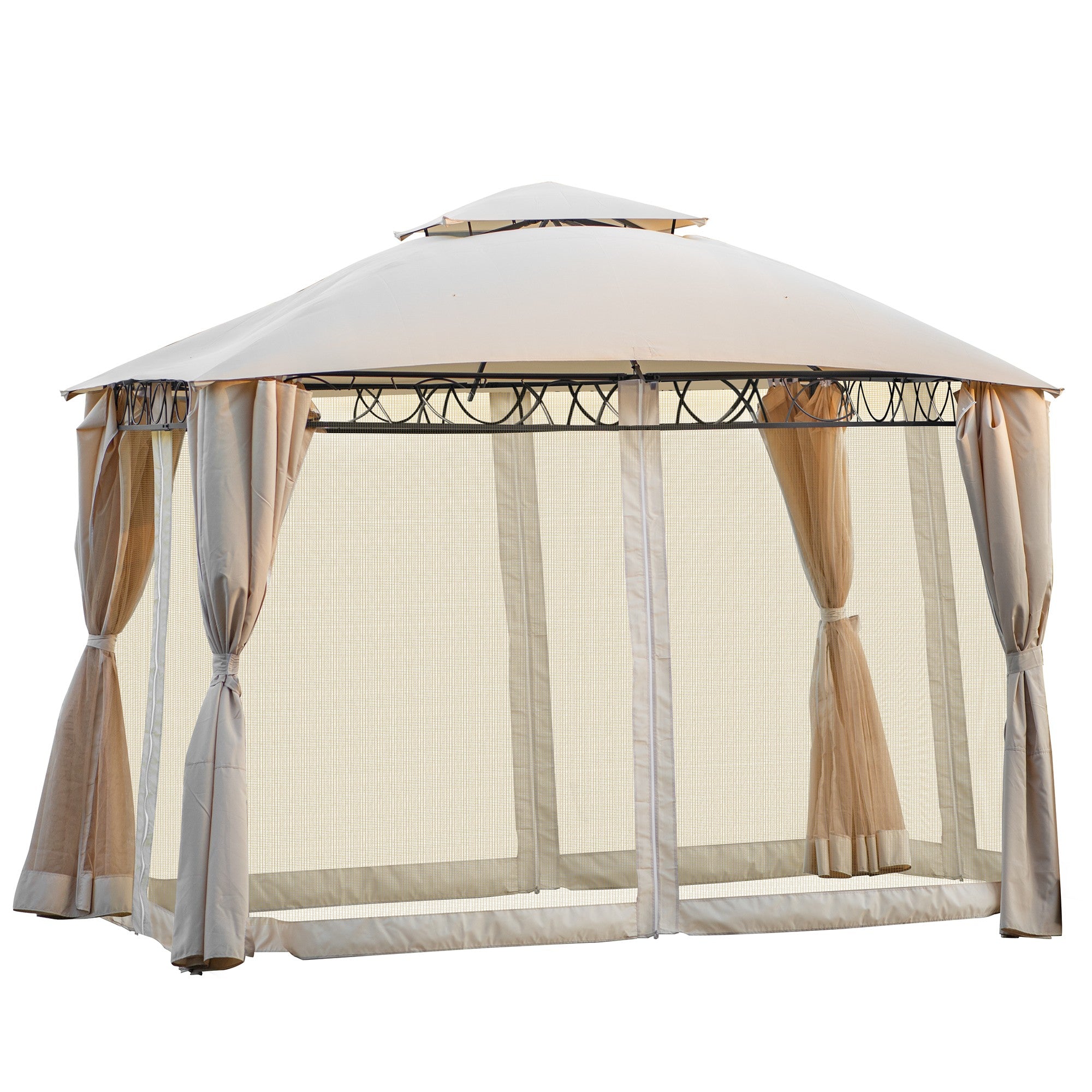 11' X 10' Iron Polyester Soft-Top Outdoor Grill Canopy Gazebo BBQ Tent