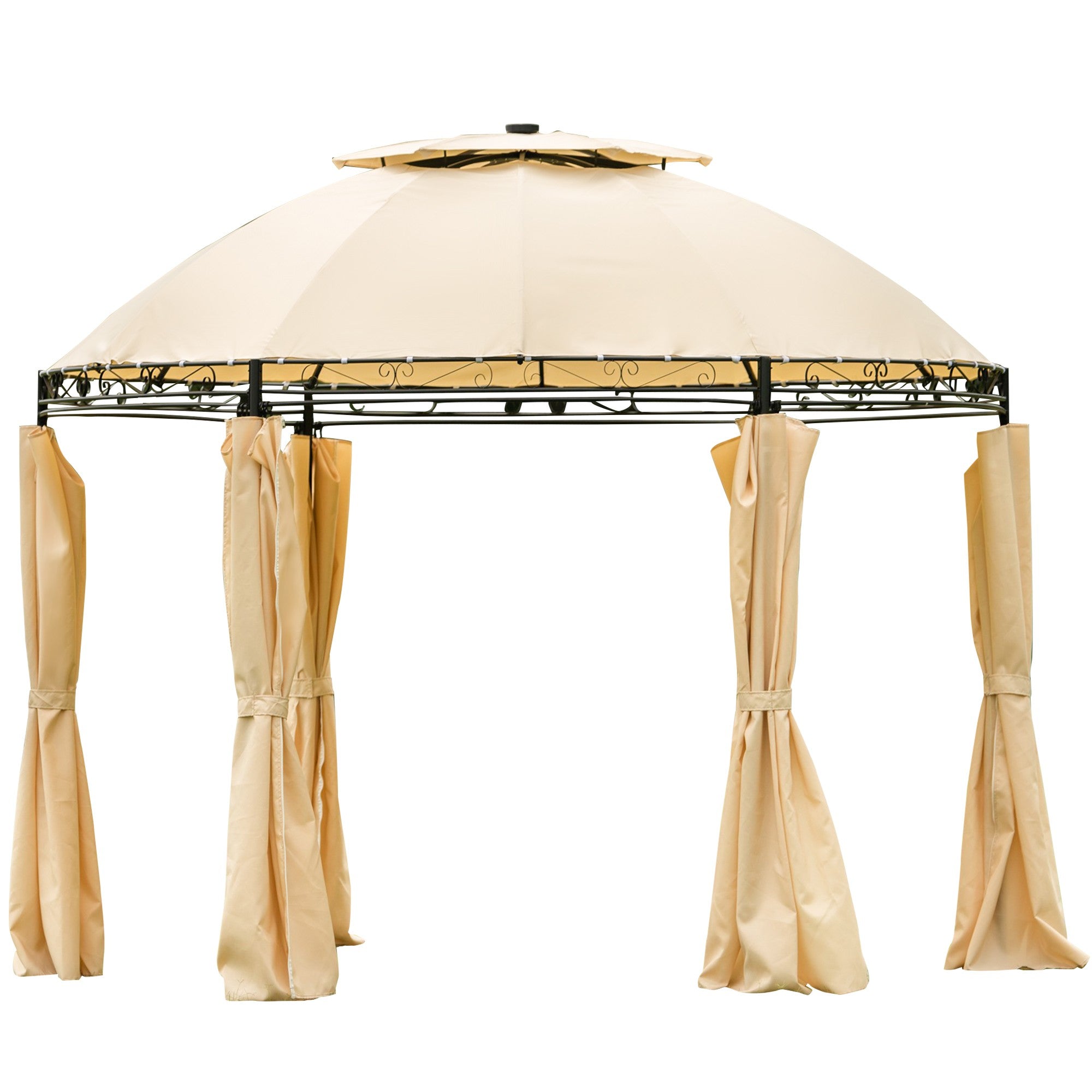 11' X 11' Iron Polyester Round Soft-Top Outdoor Canopy Patio Gazebo