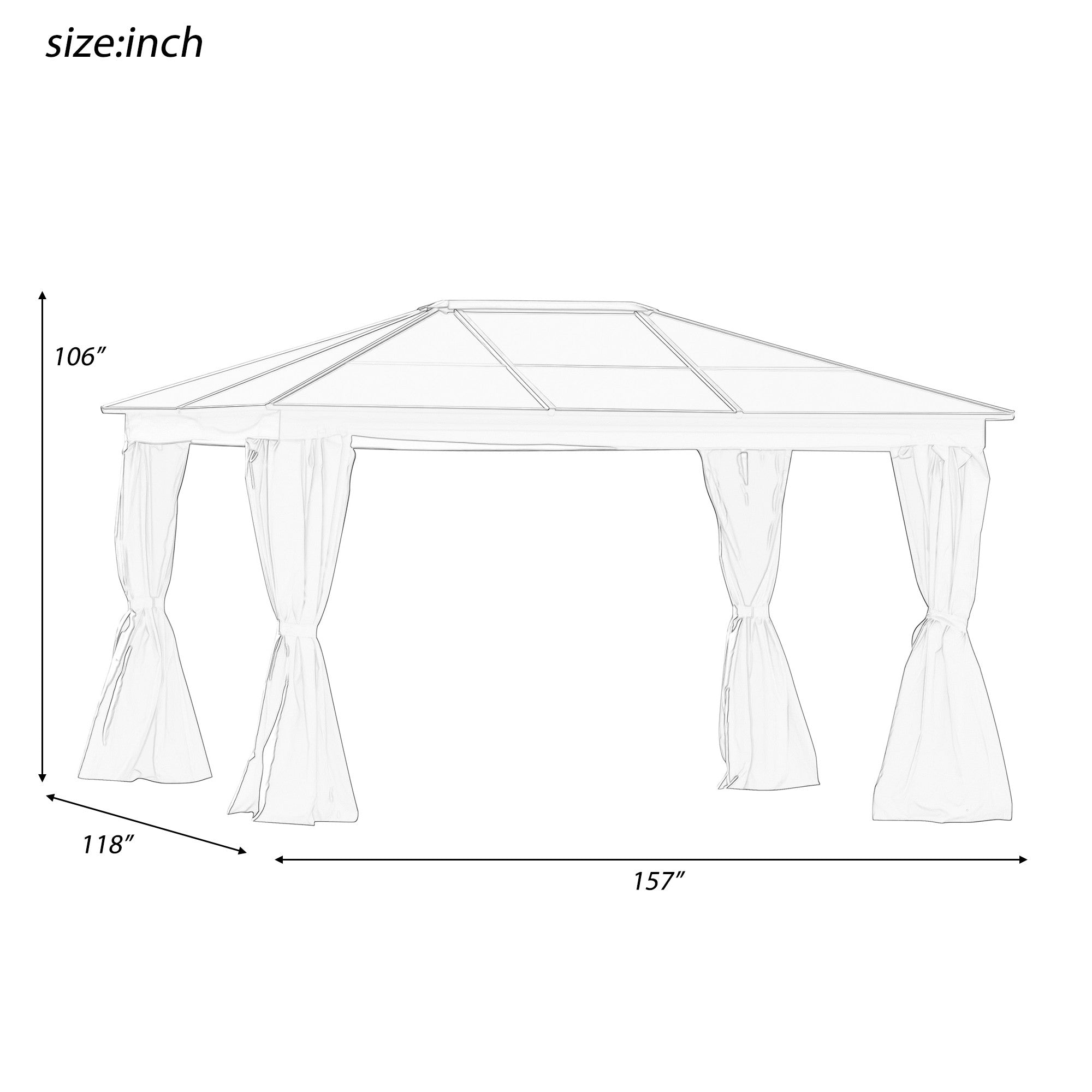 13' X 10' Aluminum Polycarbonate Hard-Top Outdoor Canopy Patio Gazebo