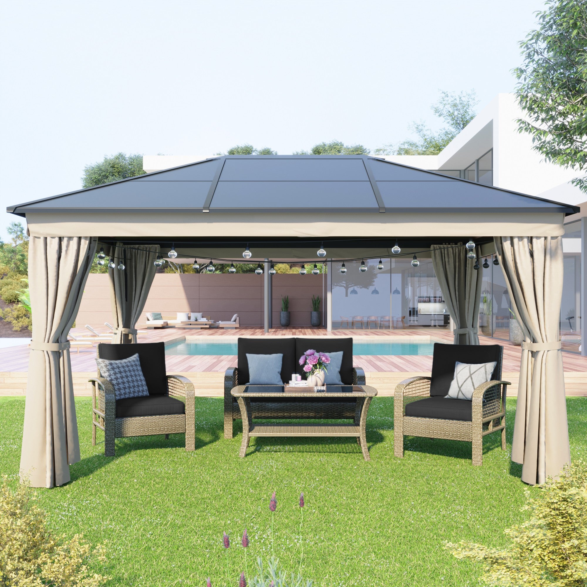 13' X 10' Aluminum Polycarbonate Hard-Top Outdoor Canopy Patio Gazebo