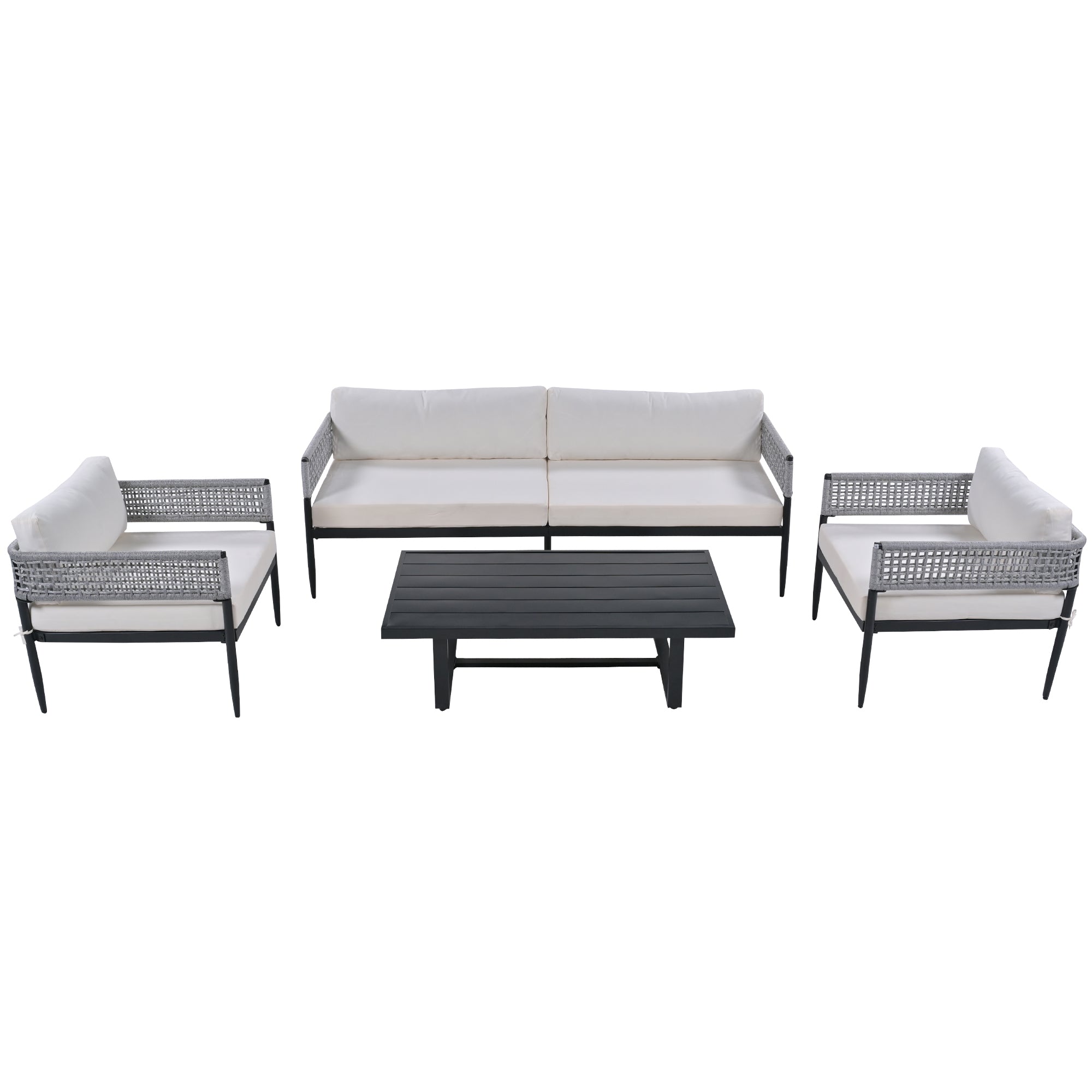 4 Pieces Outdoor Patio Sectional Sofa with Cushions