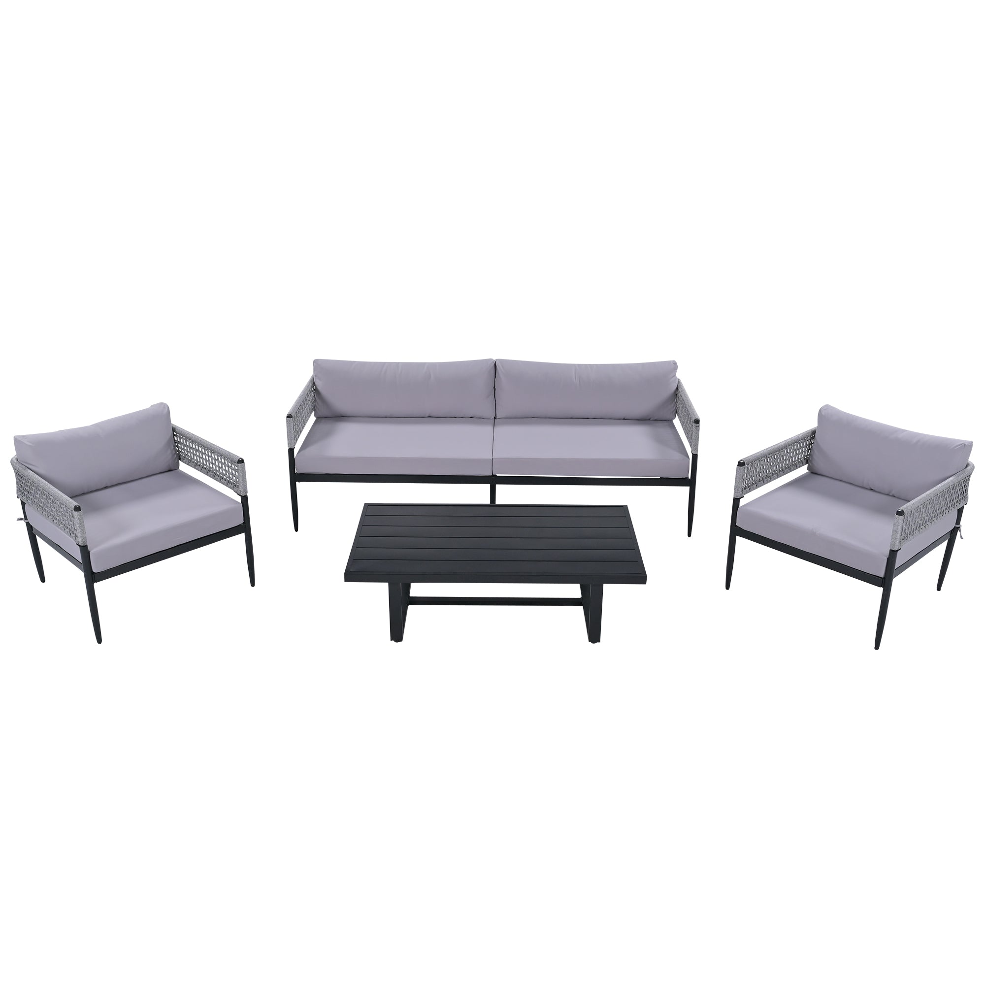 4 Pieces Outdoor Patio Sectional Sofa with Cushions