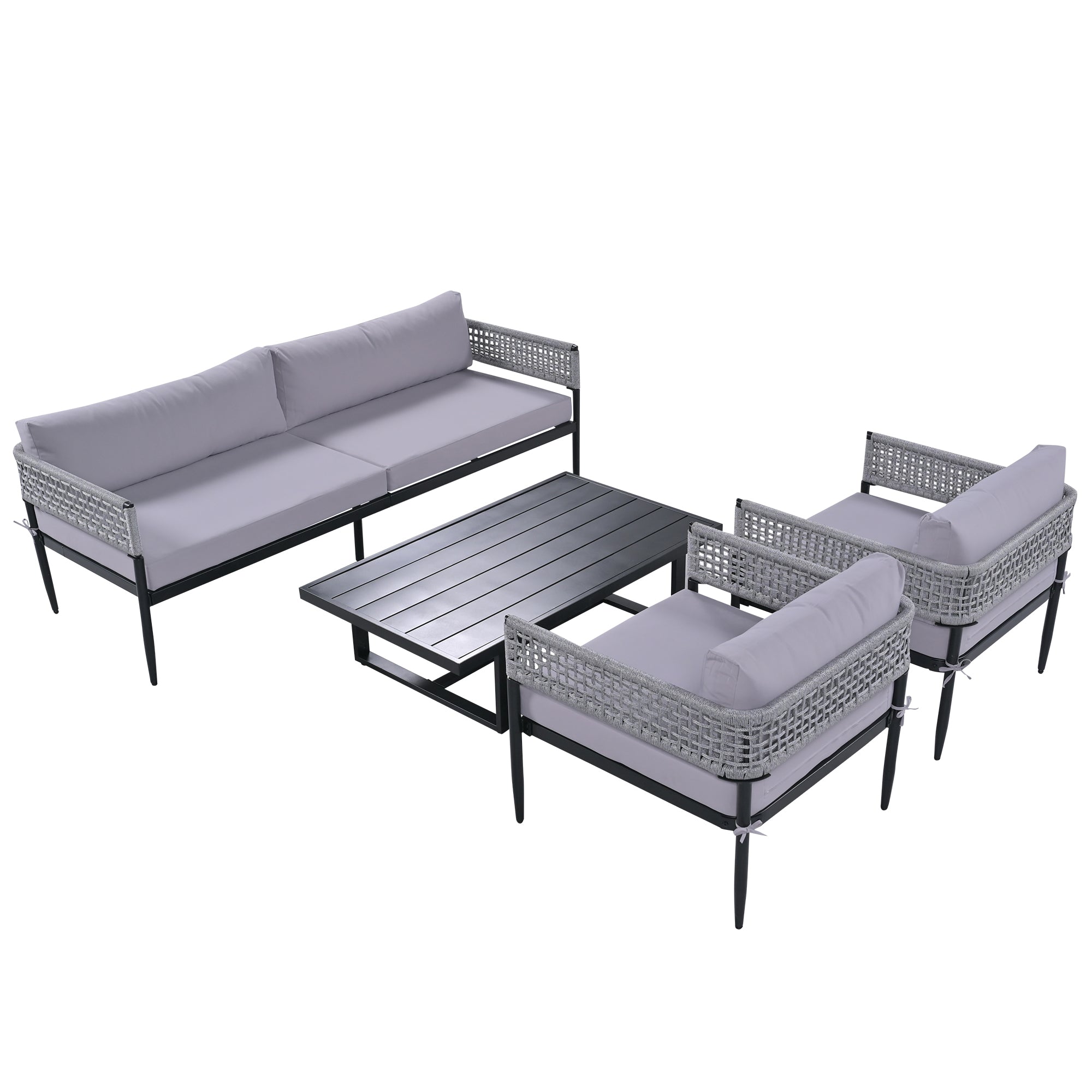 4 Pieces Outdoor Patio Sectional Sofa with Cushions