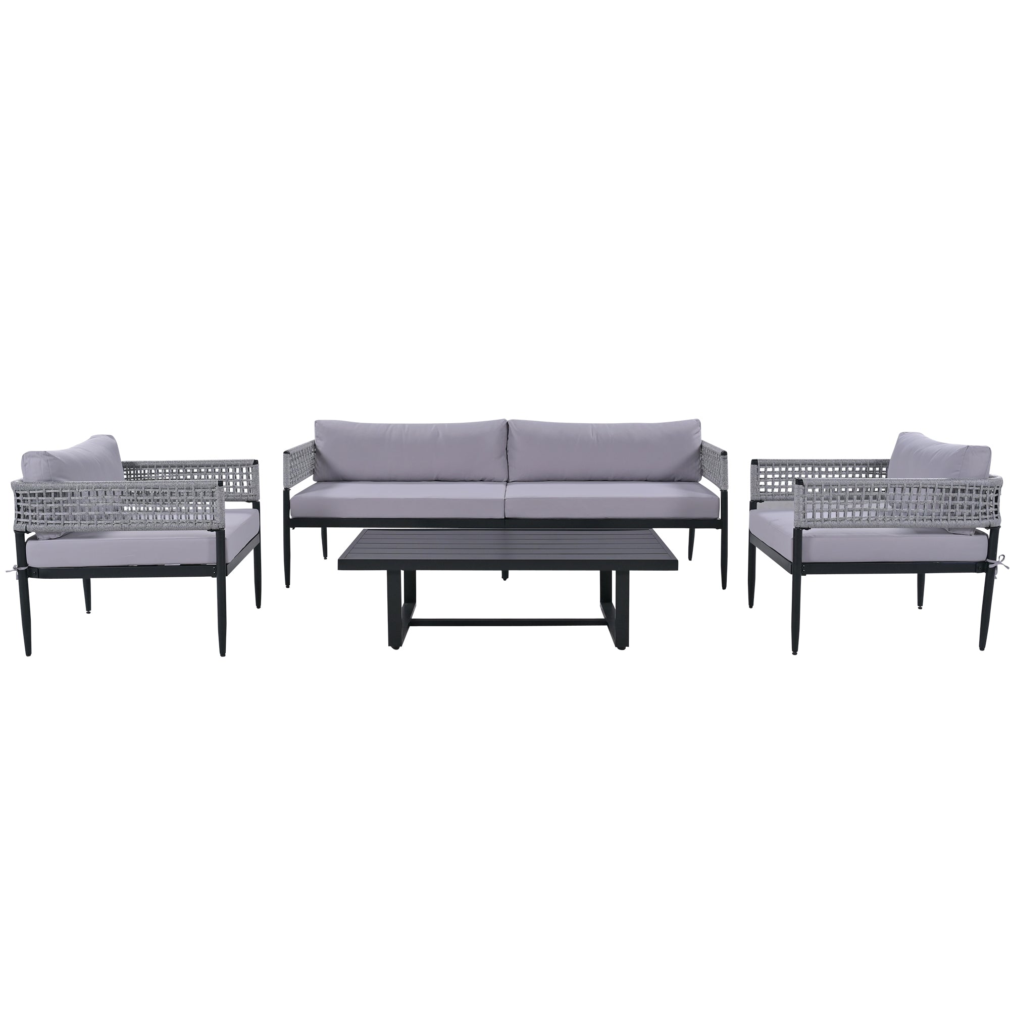 4 Pieces Outdoor Patio Sectional Sofa with Cushions